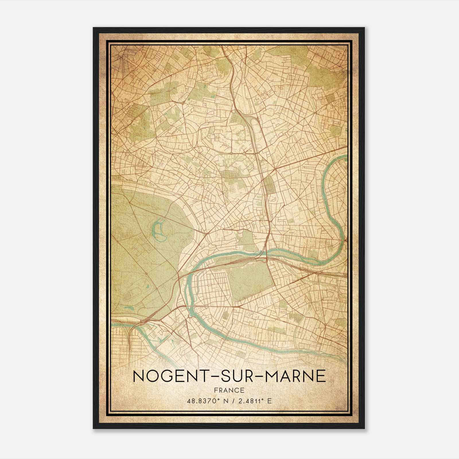 Vintage Nogent-sur-Marne France Map Poster, Nogent-sur-Marne City Road Wall Art Print