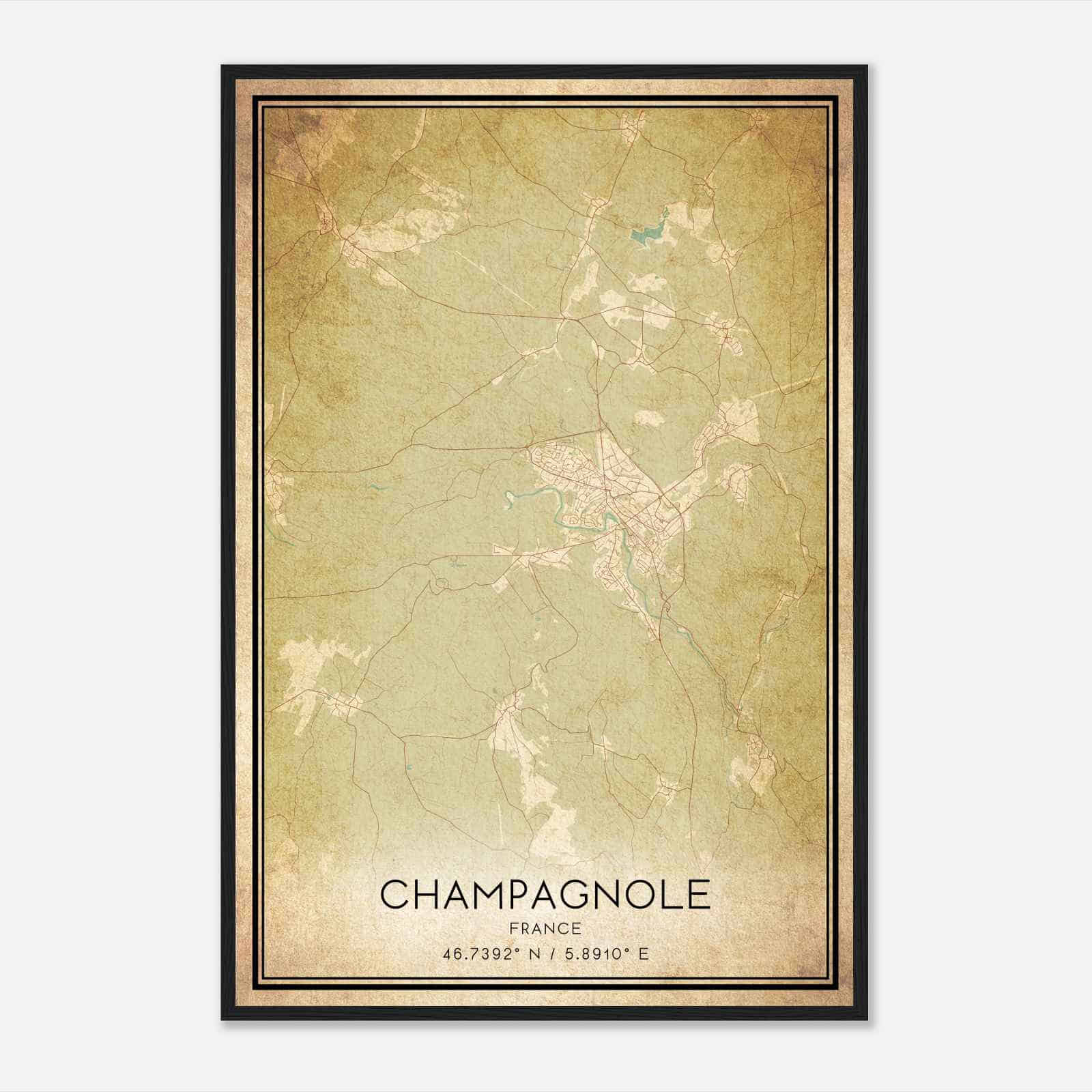 Vintage Champagnole France Map Poster, Champagnole City Road Wall Art Print Vintage Champagnole France Map Poster, Champagnole City Road Wall Art Print