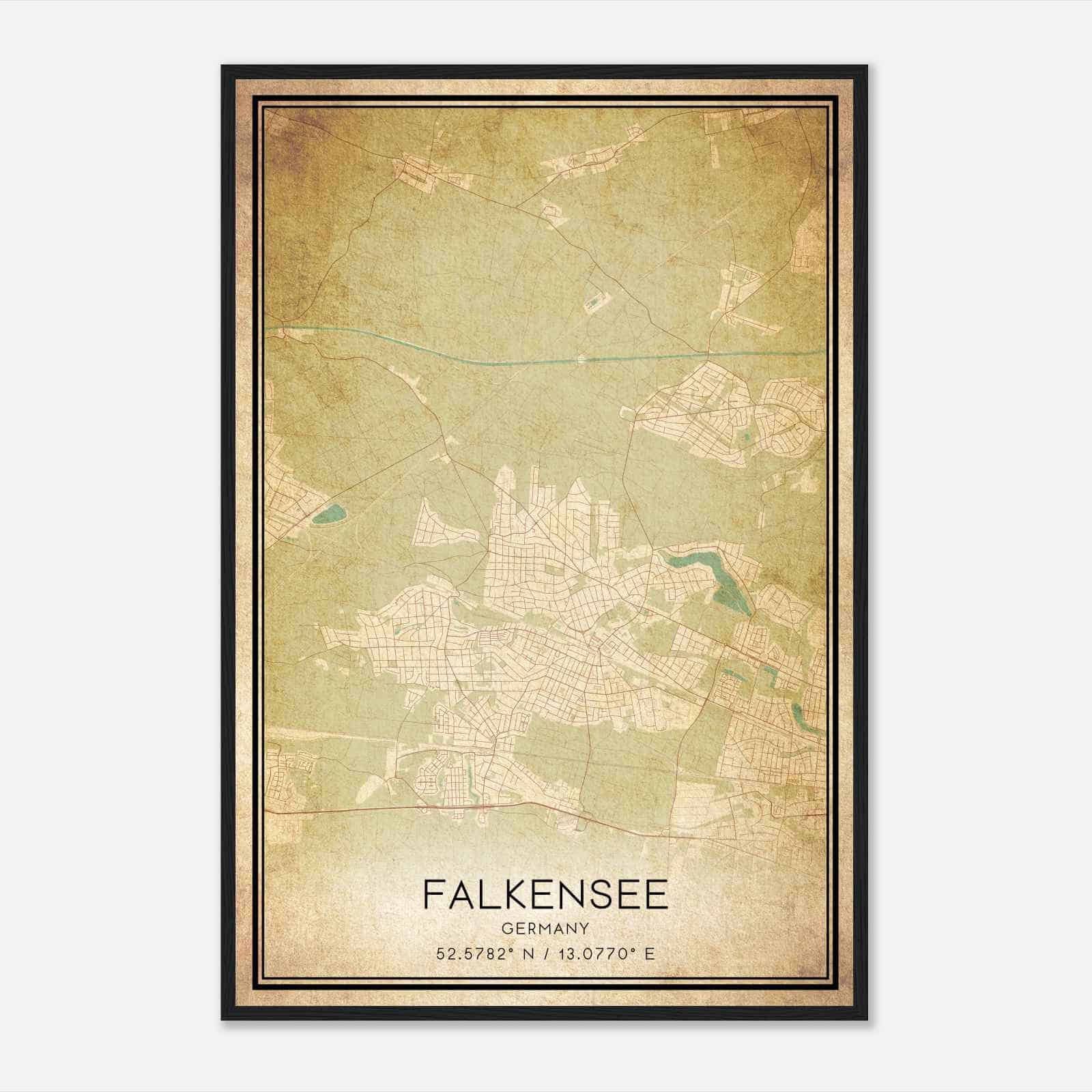 Vintage Falkensee Germany Map Poster, Falkensee City Road Wall Art Print Vintage Falkensee Germany Map Poster, Falkensee City Road Wall Art Print