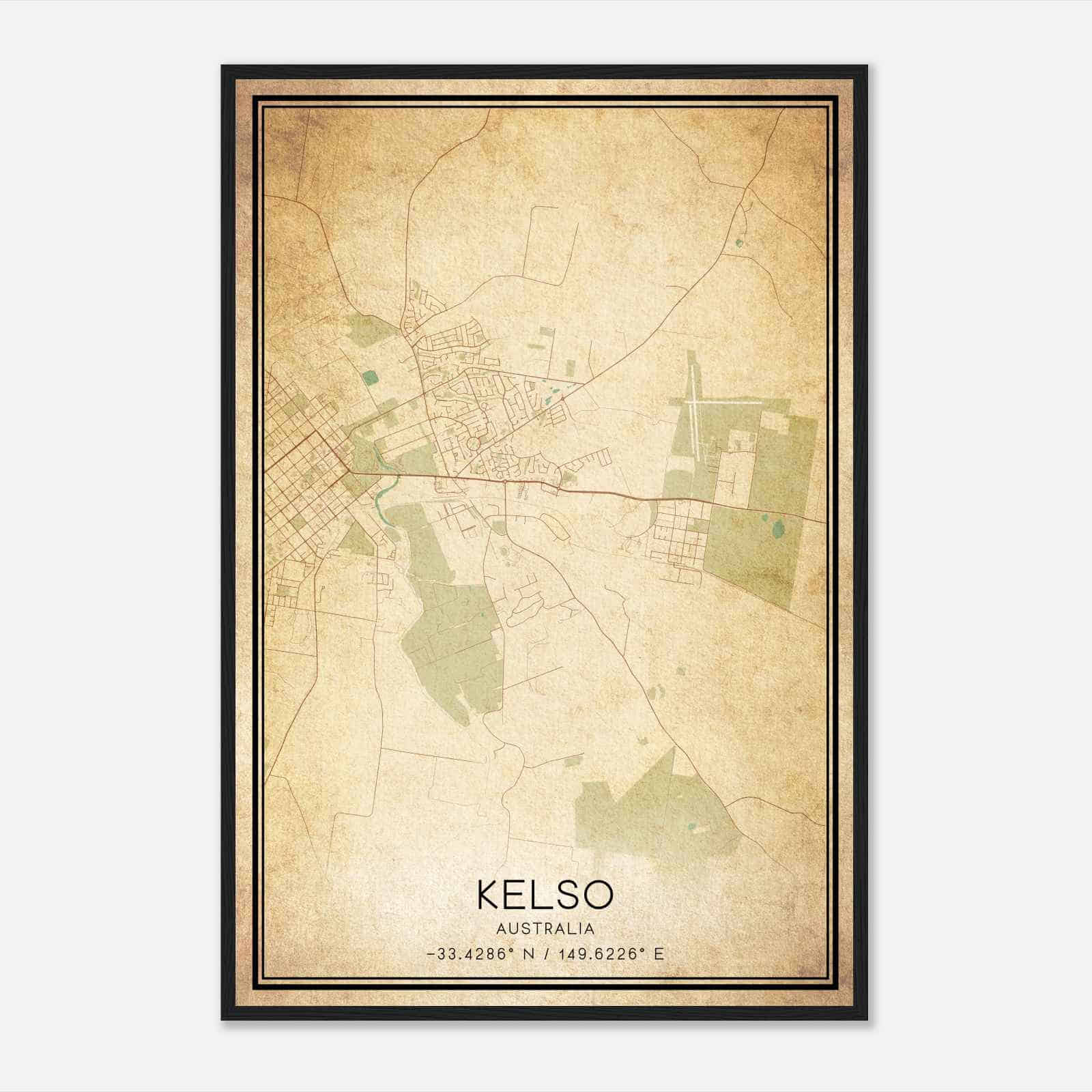 Vintage Kelso Australia Map Poster, Kelso City Road Wall Art Print Vintage Kelso Australia Map Poster, Kelso City Road Wall Art Print