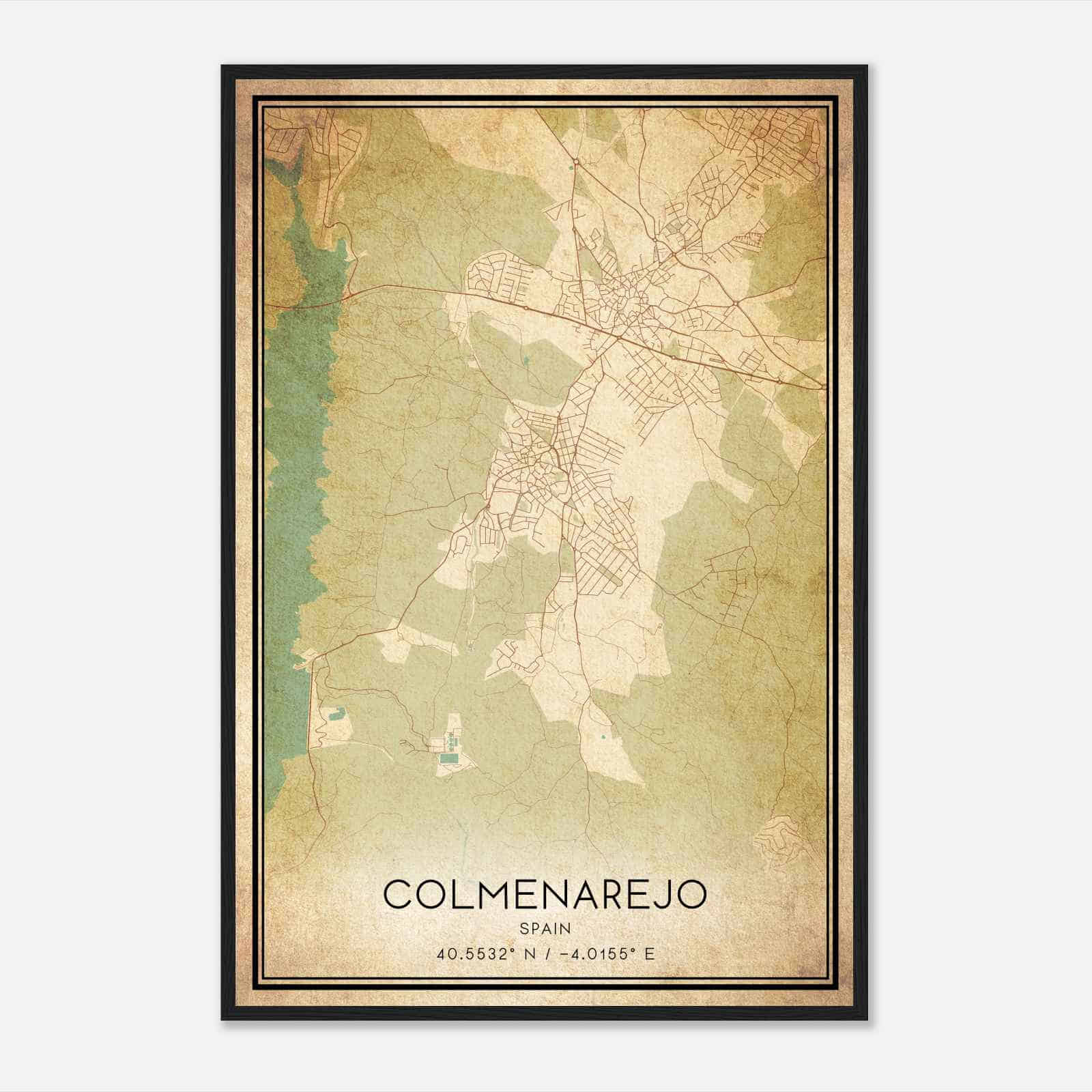 Vintage Colmenarejo Spain Map Poster, Colmenarejo City Road Wall Art Print