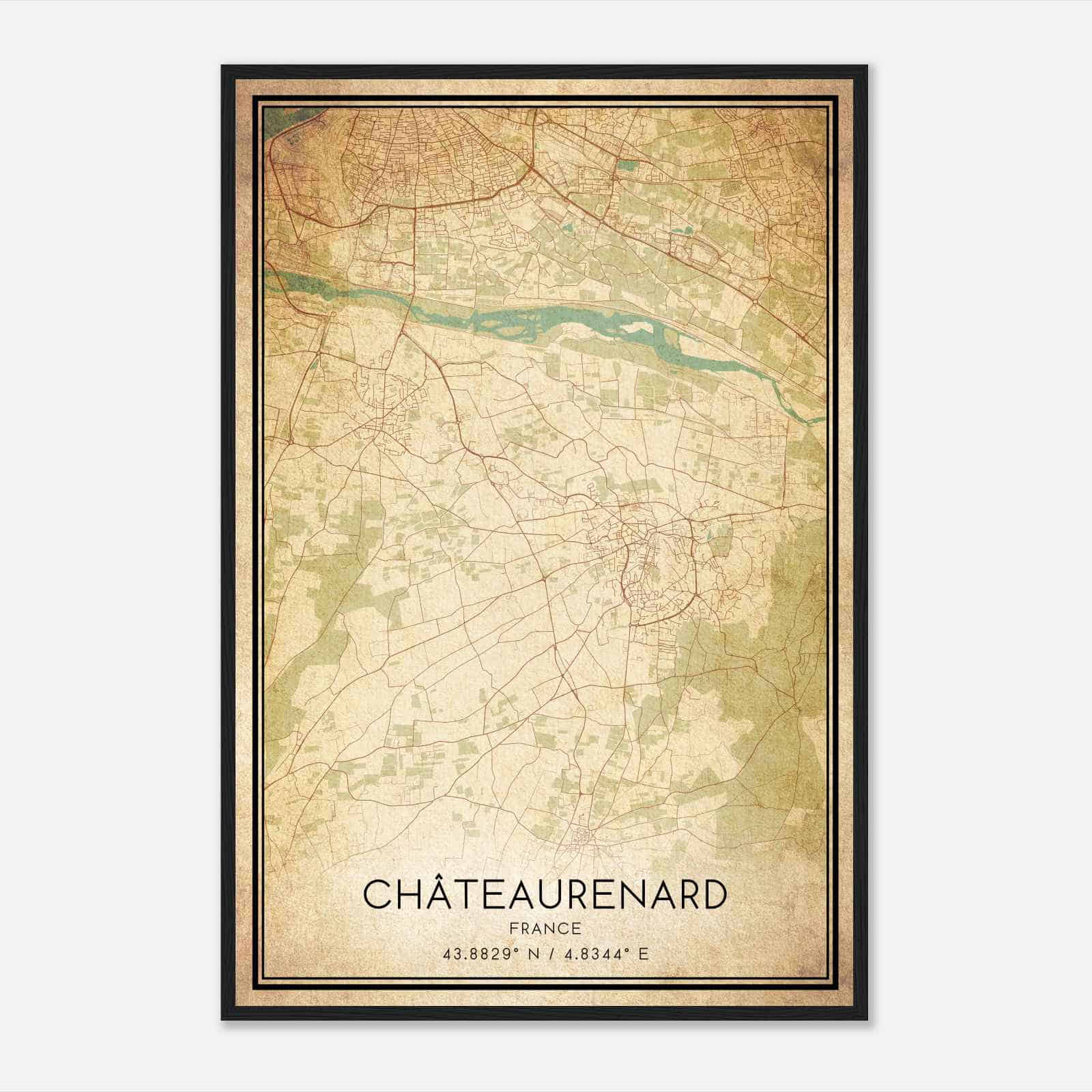 Vintage Chateaurenard France Map Poster, Chateaurenard City Road Wall Art Print