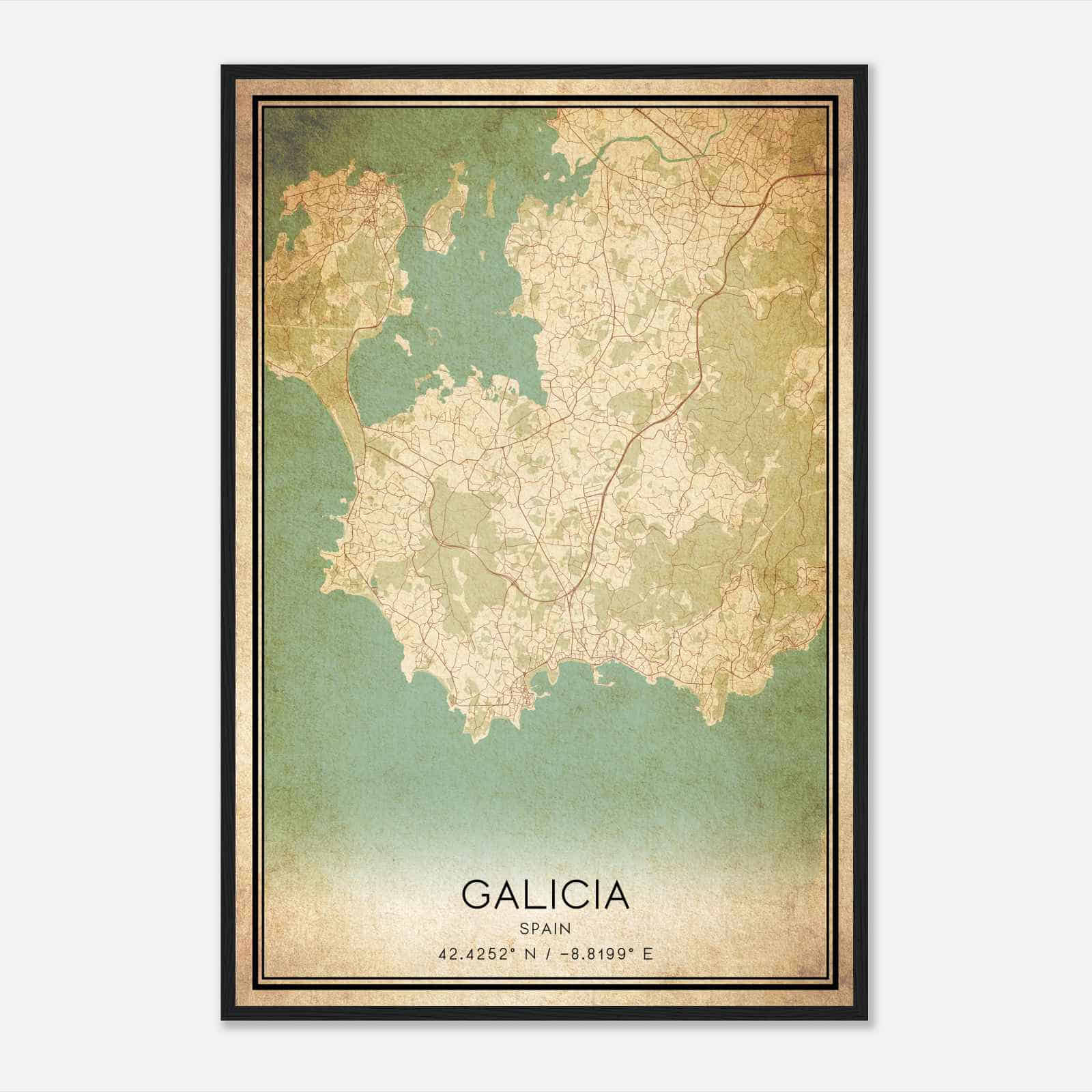 Vintage Sangenjo Spain Map Poster, Sangenjo City Road Wall Art Print