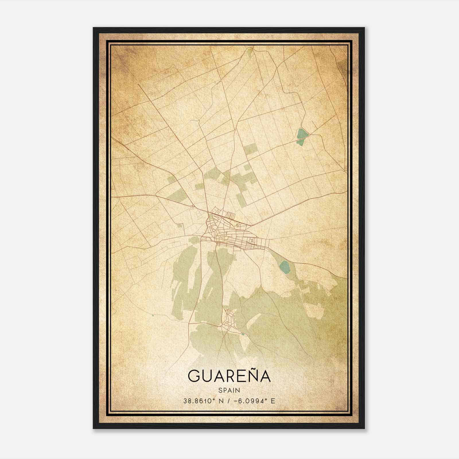 Vintage Guarena Spain Map Poster, Guarena City Road Wall Art Print Vintage Guarena Spain Map Poster, Guarena City Road Wall Art Print
