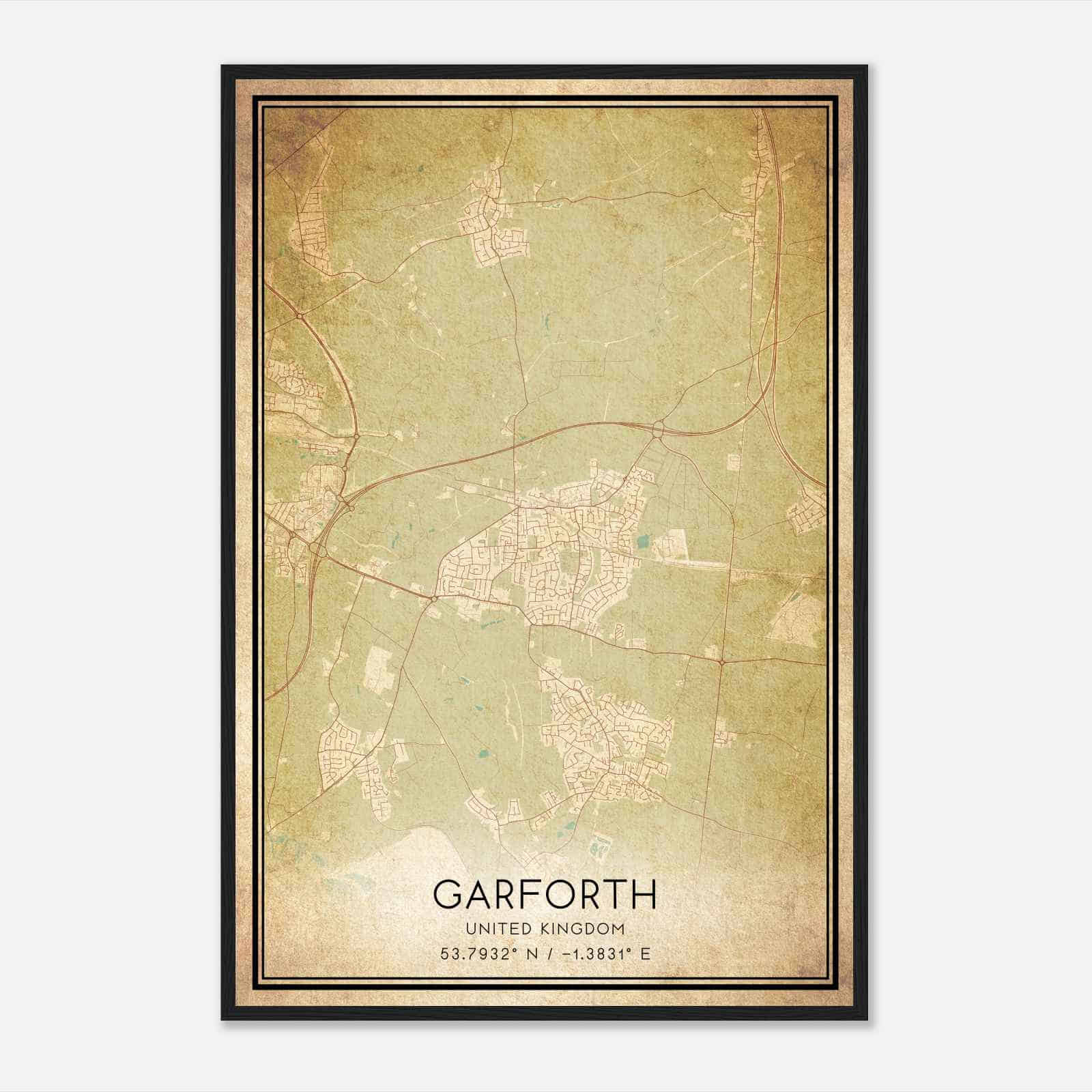 Vintage Garforth United Kingdom Map Poster, Garforth City Road Wall Art Print Vintage Garforth United Kingdom Map Poster, Garforth City Road Wall Art Print