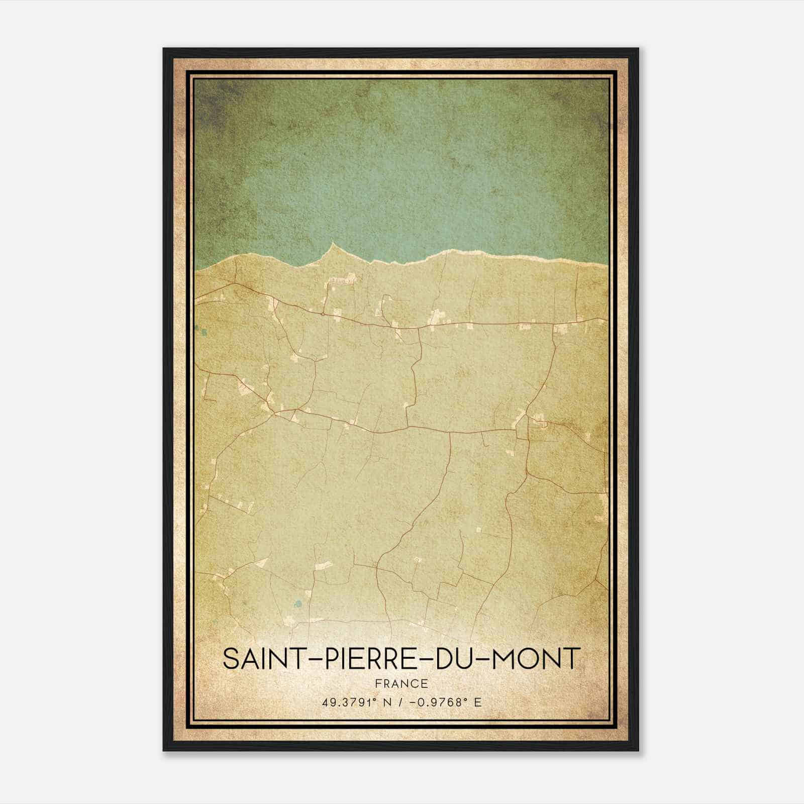 Vintage Saint-Pierre-du-Mont France Map Poster, Saint-Pierre-du-Mont City Road Wall Art Print