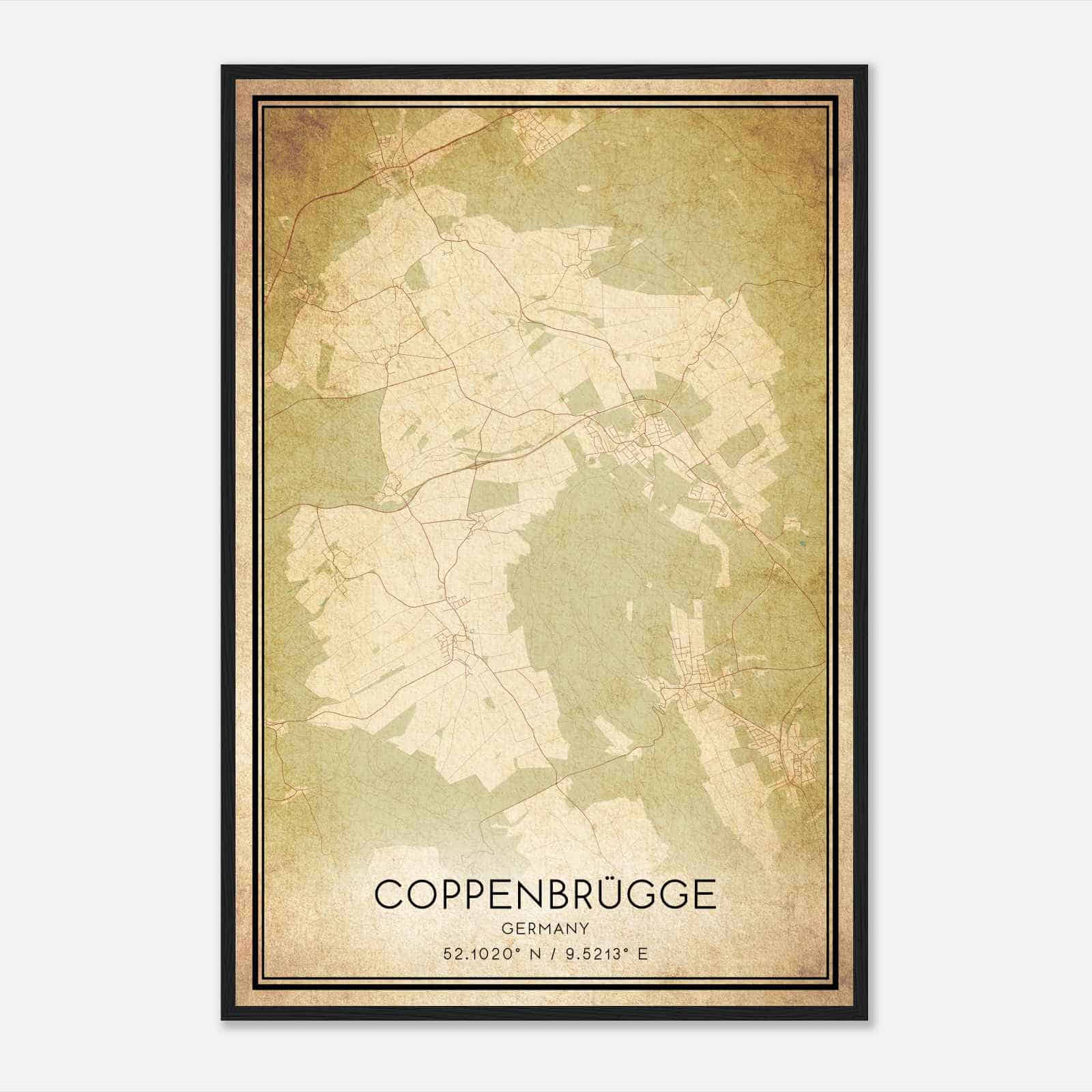 Vintage Coppenbrugge Germany Map Poster, Coppenbrugge City Road Wall Art Print