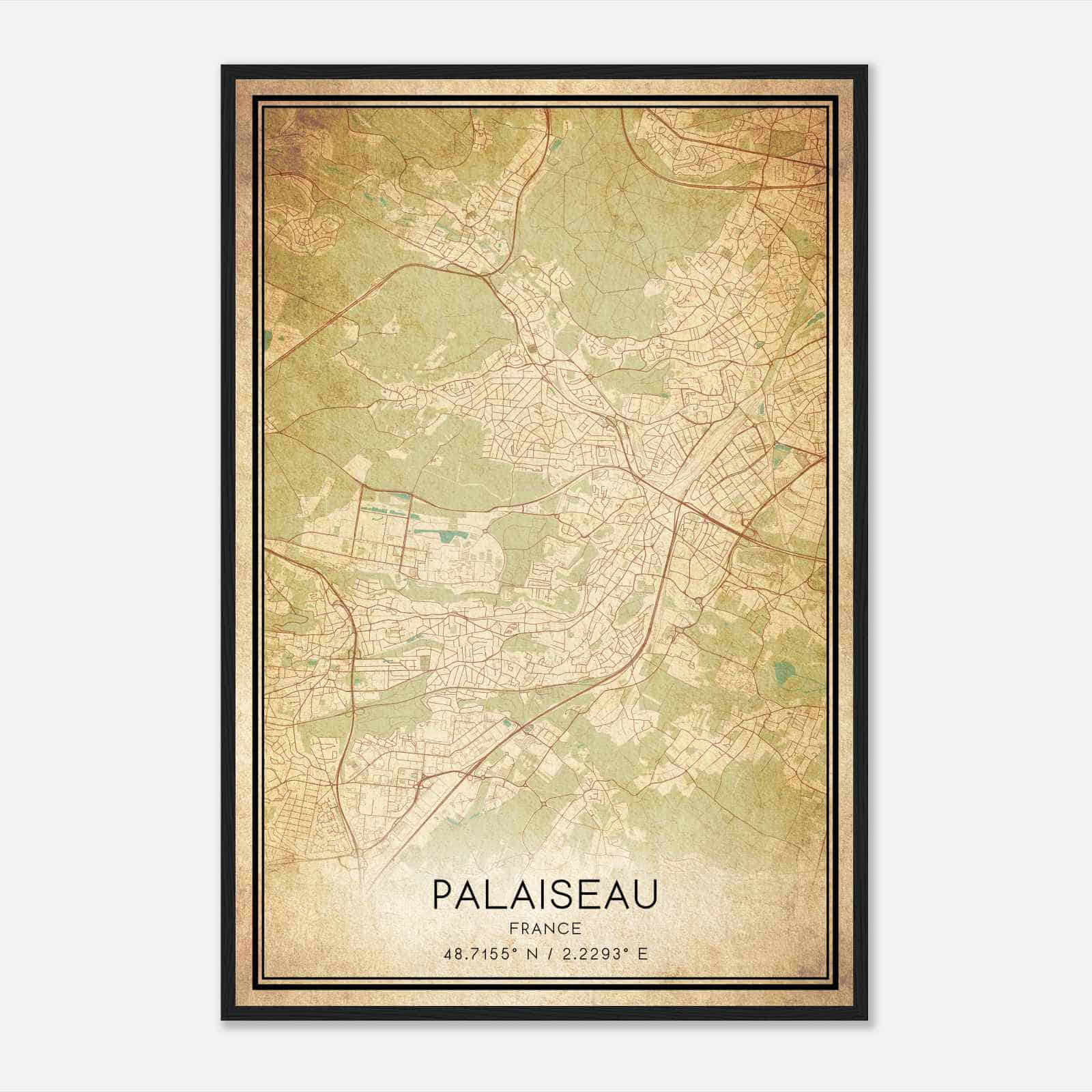 Vintage Palaiseau France Map Poster, Palaiseau City Road Wall Art Print