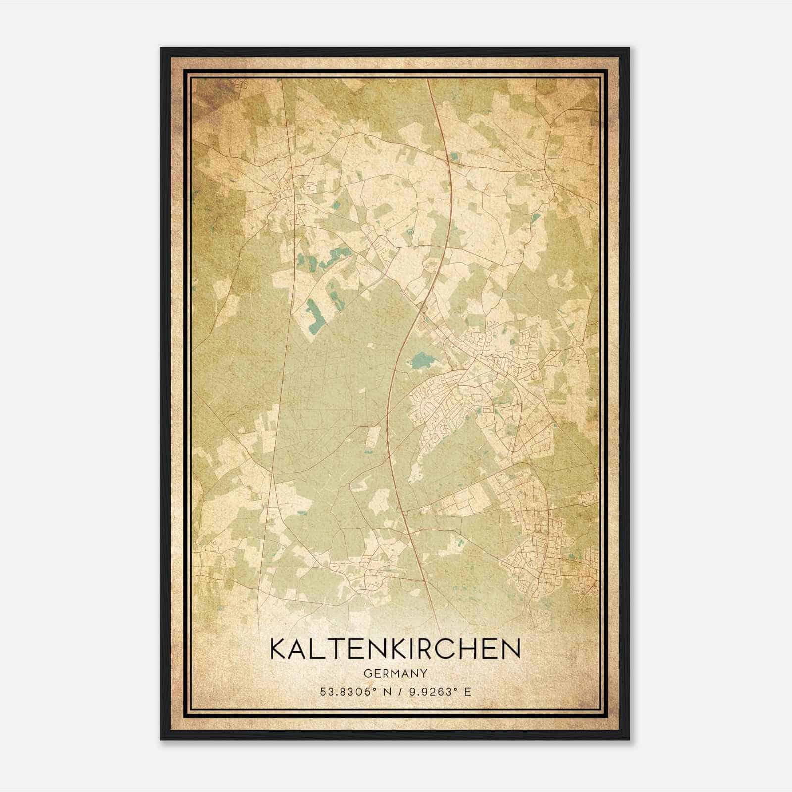 Vintage Kaltenkirchen Germany Map Poster, Kaltenkirchen City Road Wall Art Print