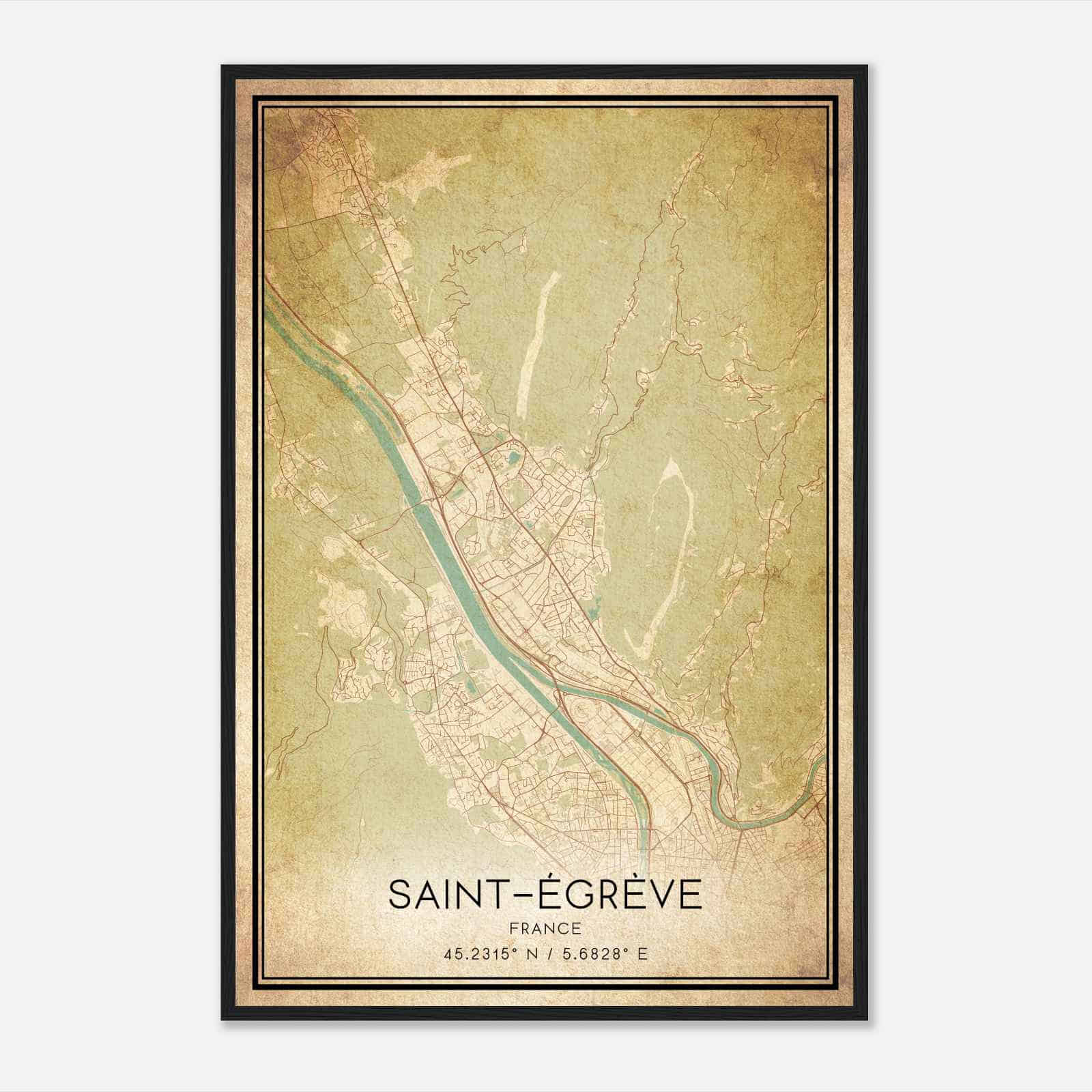 Vintage Saint-Egreve France Map Poster, Saint-Egreve City Road Wall Art Print