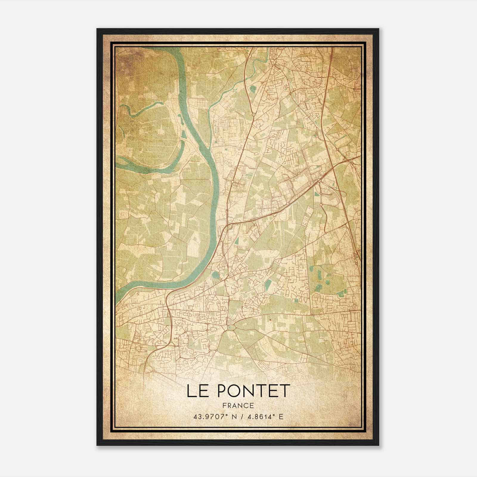 Vintage Le Pontet France Map Poster, Le Pontet City Road Wall Art Print