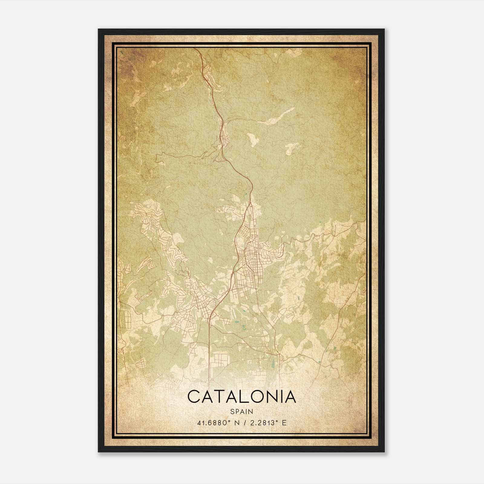 Vintage La Garriga Spain Map Poster, La Garriga City Road Wall Art Print