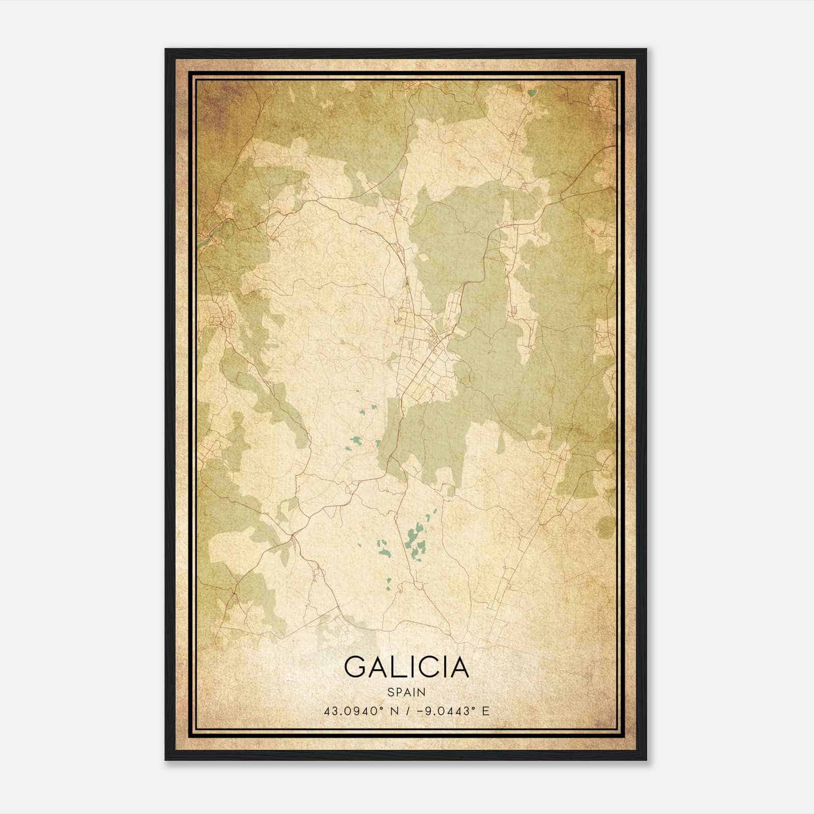 Vintage Vimianzo Spain Map Poster, Vimianzo City Road Wall Art Print