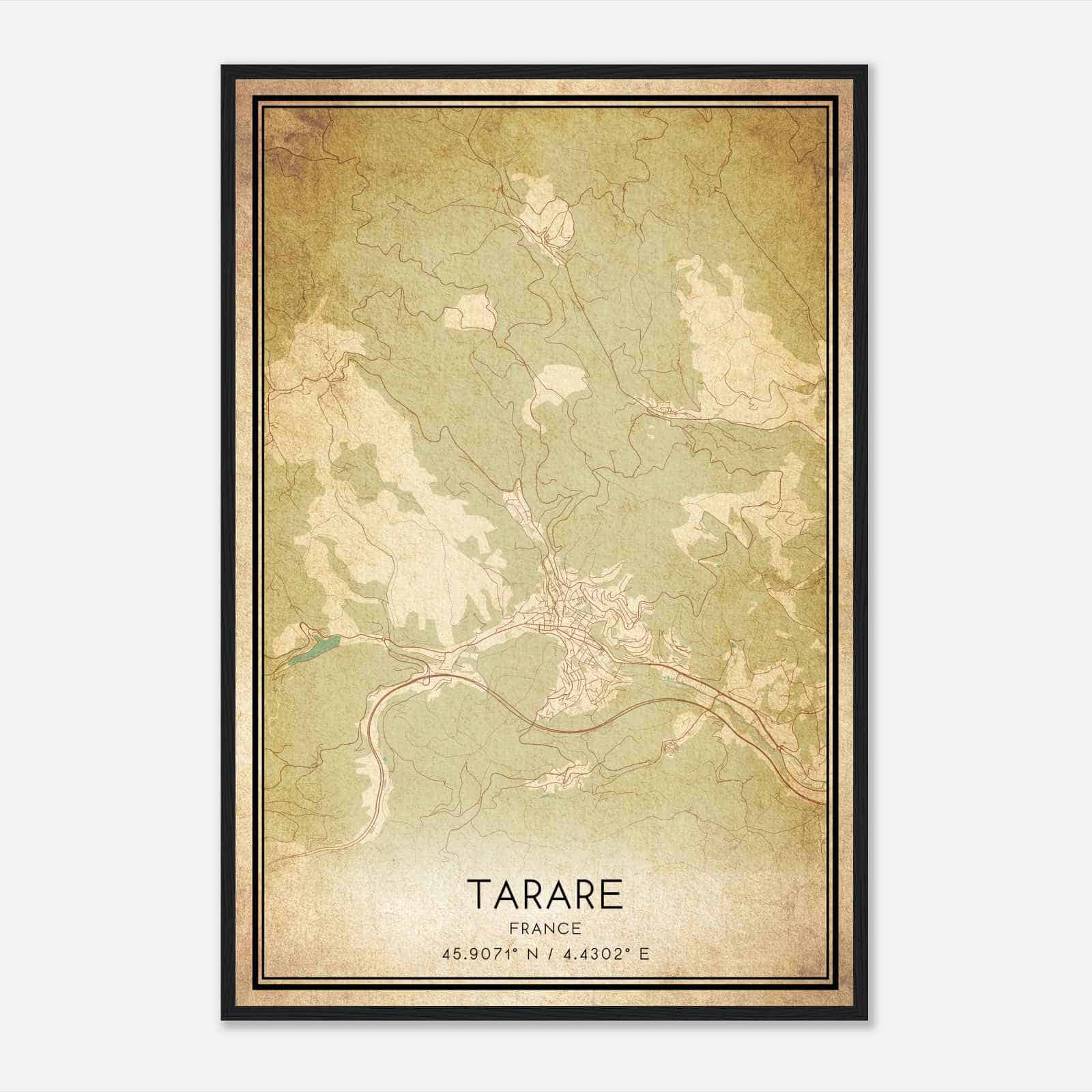 Vintage Tarare France Map Poster, Tarare City Road Wall Art Print