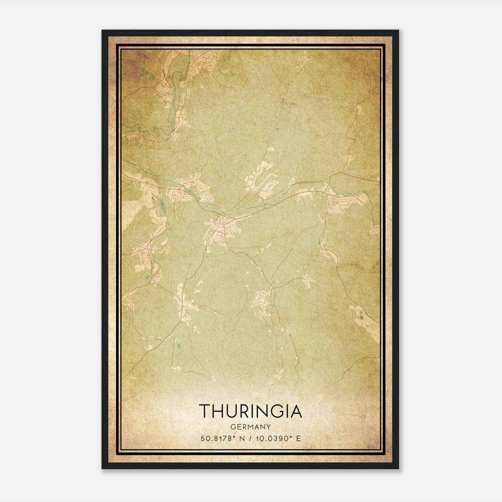 Vintage Vacha Germany Map Poster, Vacha City Road Wall Art Print