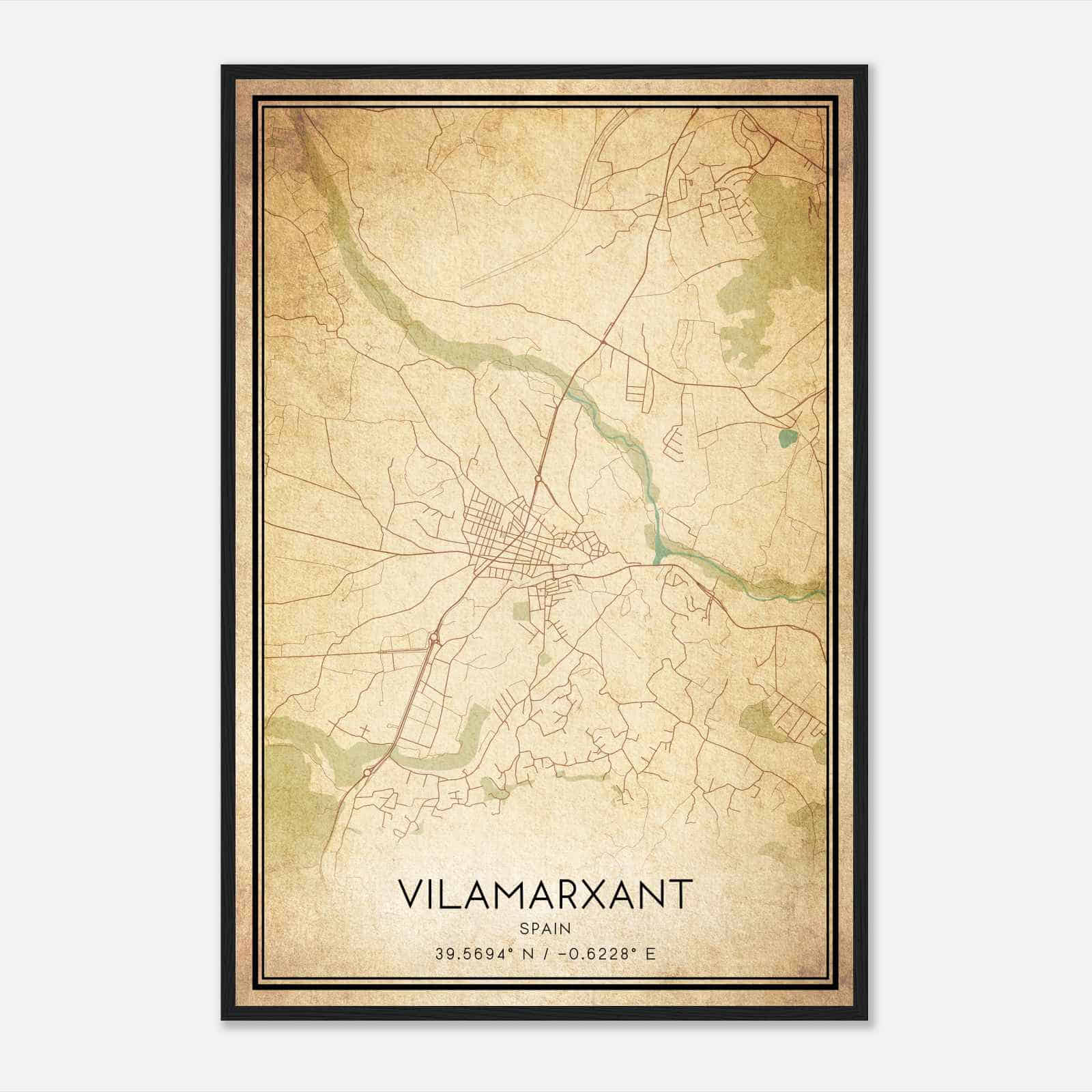 Vintage Villamarchante Spain Map Poster, Villamarchante City Road Wall Art Print