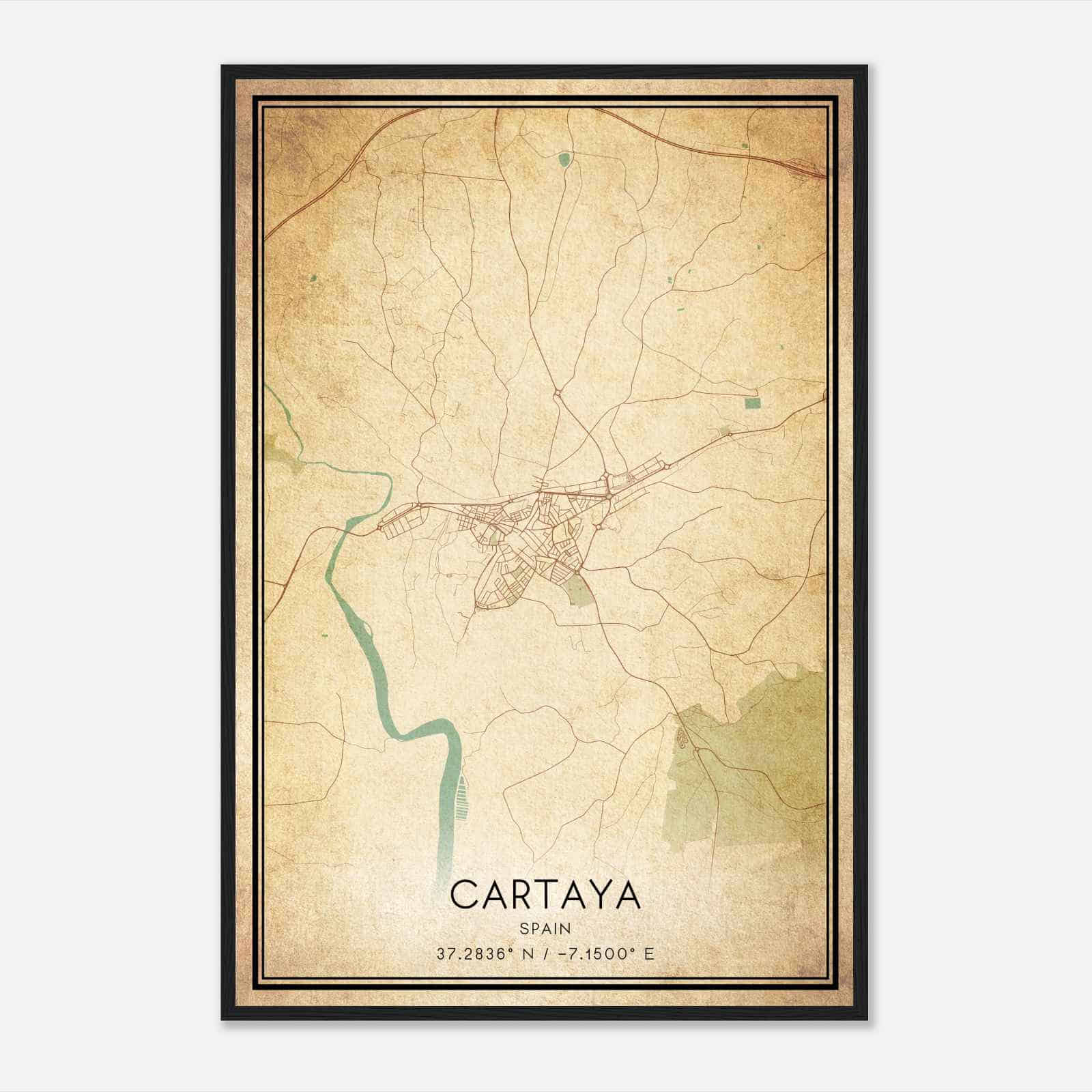 Vintage Cartaya Spain Map Poster, Cartaya City Road Wall Art Print