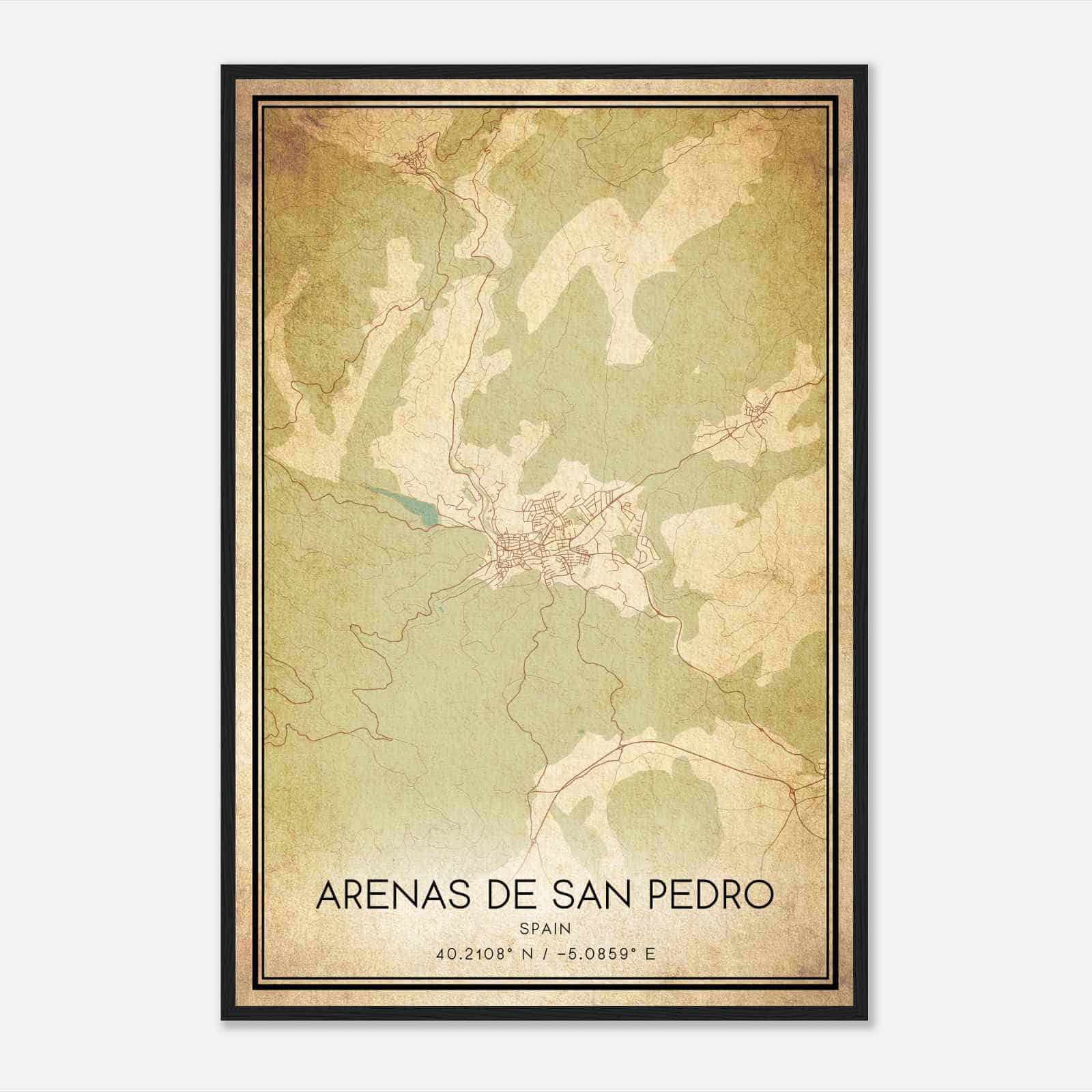 Vintage Arenas de San Pedro Spain Map Poster, Arenas de San Pedro City Road Wall Art Print