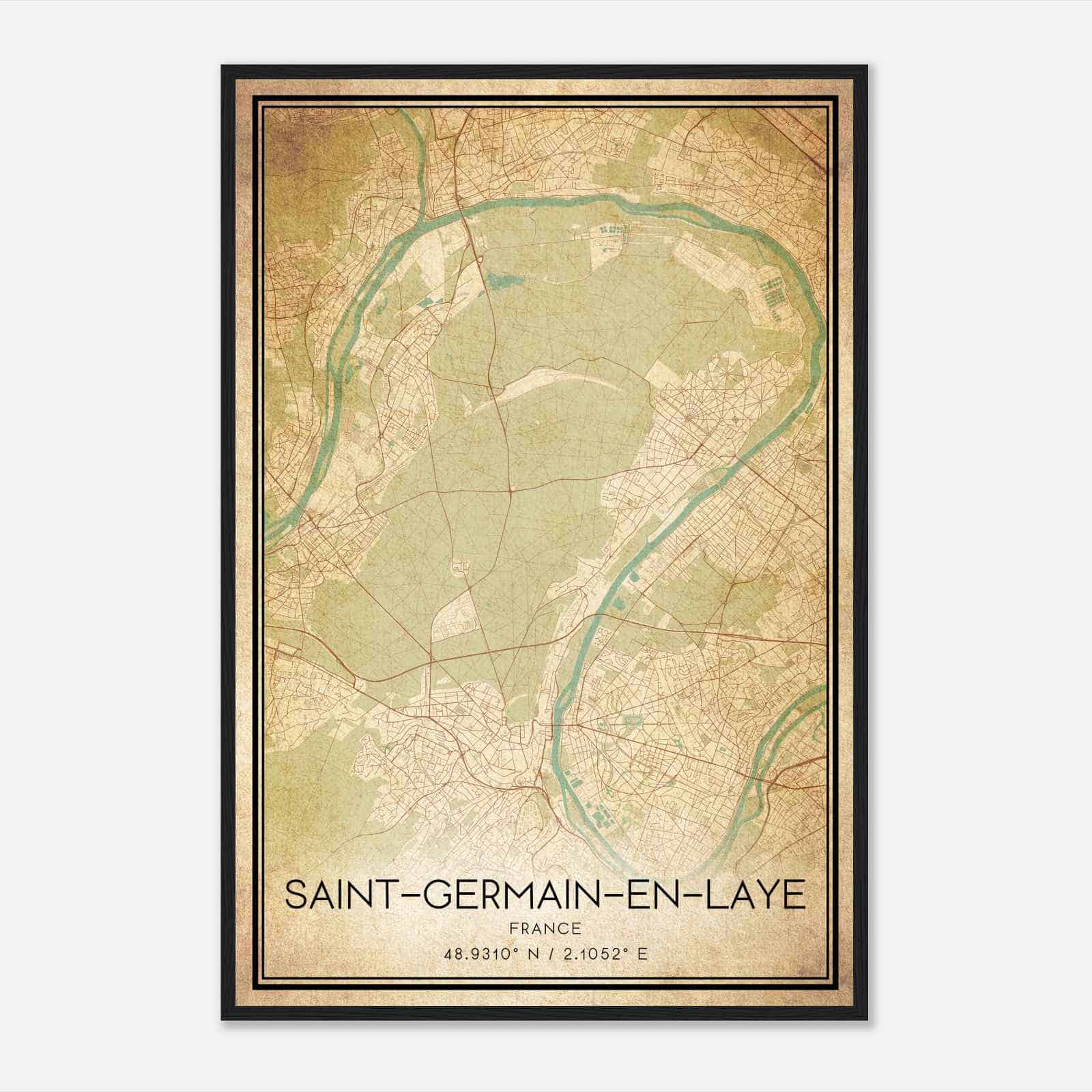 Vintage Saint-Germain-en-Laye France Map Poster, Saint-Germain-en-Laye City Road Wall Art Print