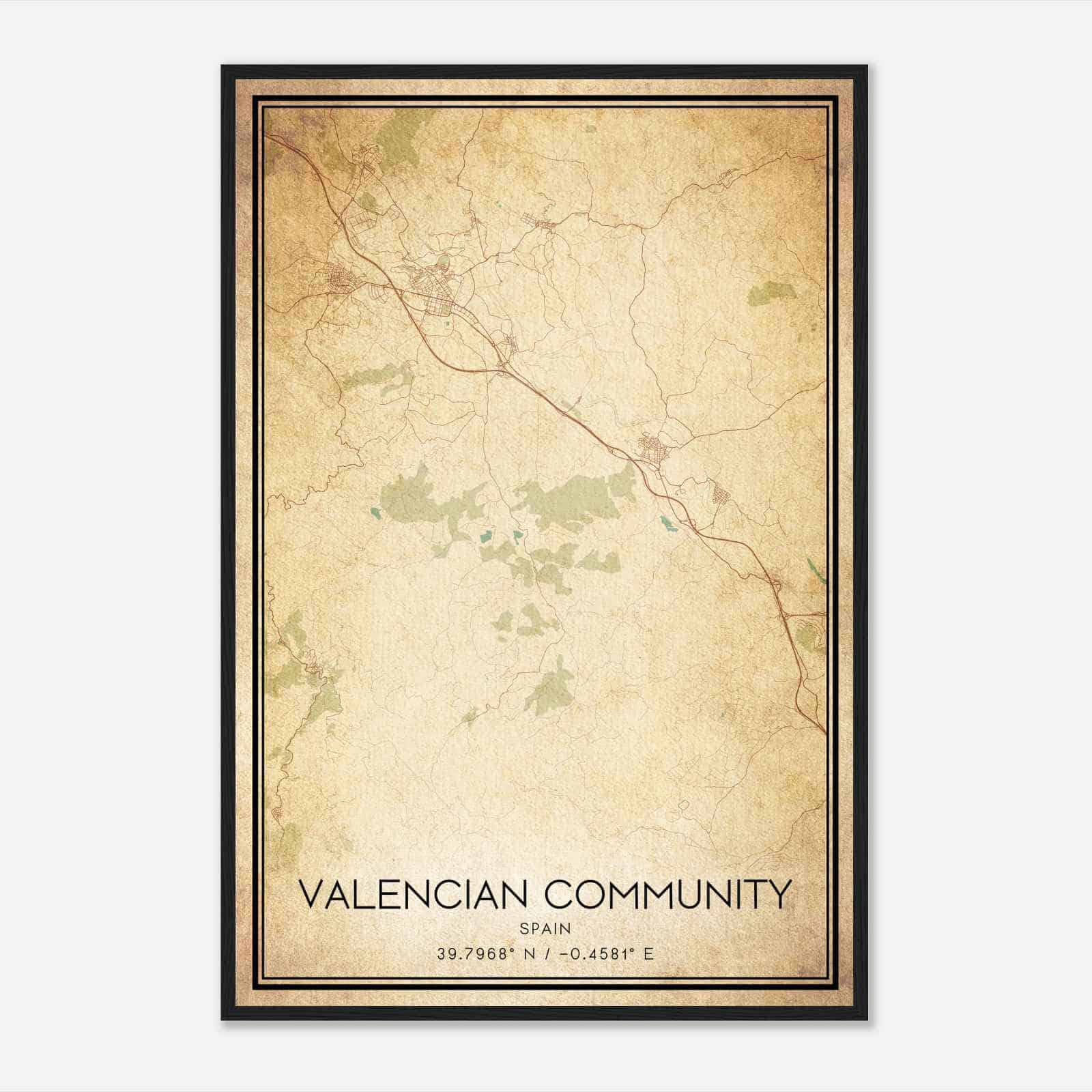 Vintage Segorbe Spain Map Poster, Segorbe City Road Wall Art Print