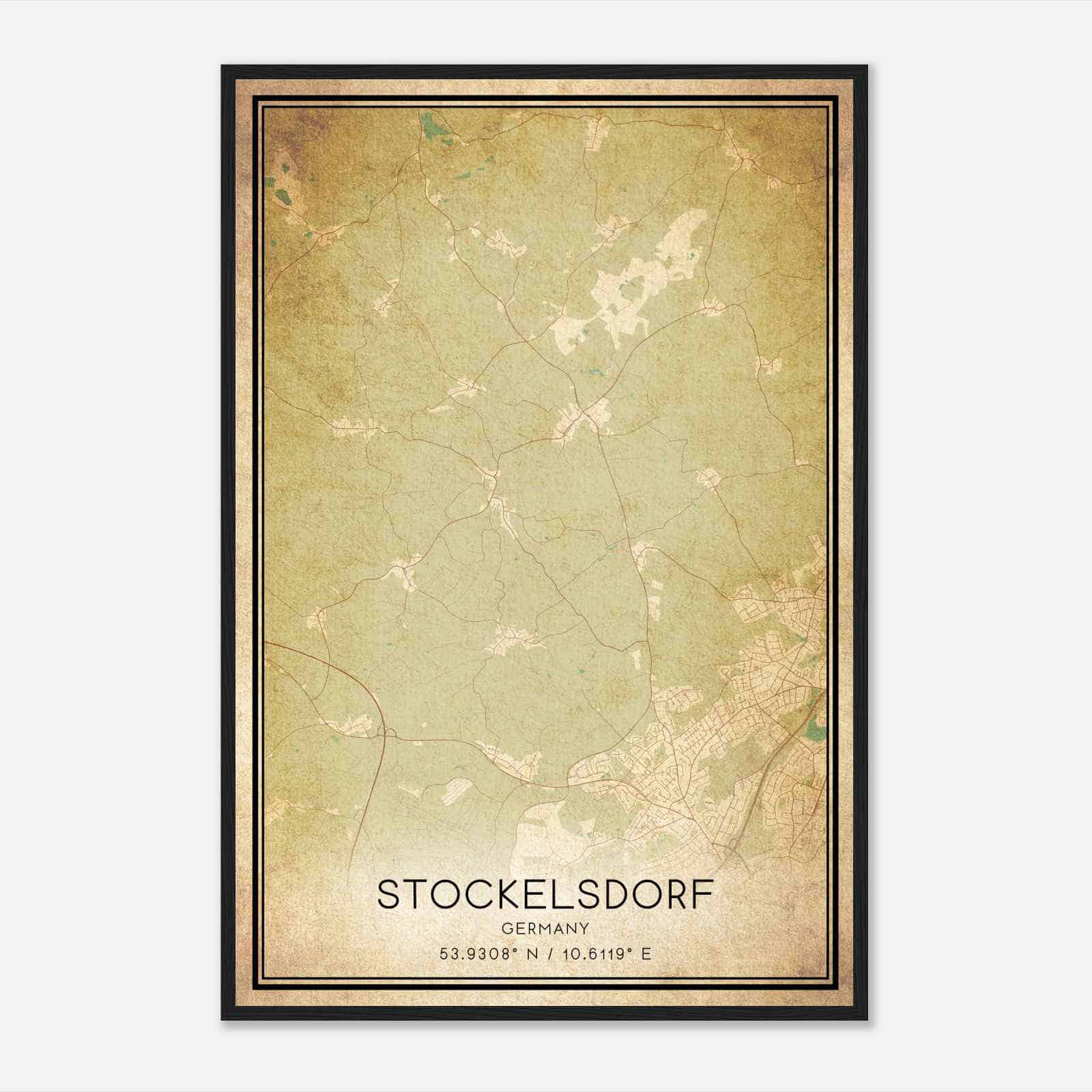 Vintage Stockelsdorf Germany Map Poster, Stockelsdorf City Road Wall Art Print