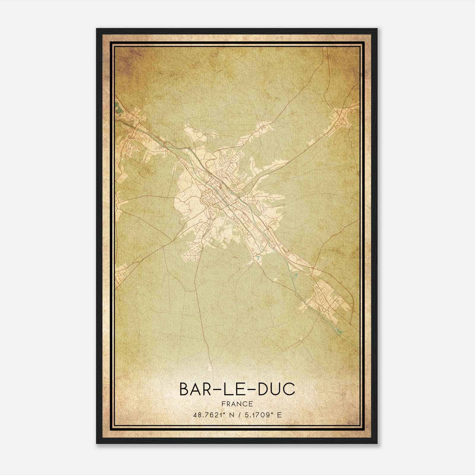 Vintage Bar-le-Duc France Map Poster, Bar-le-Duc City Road Wall Art Print