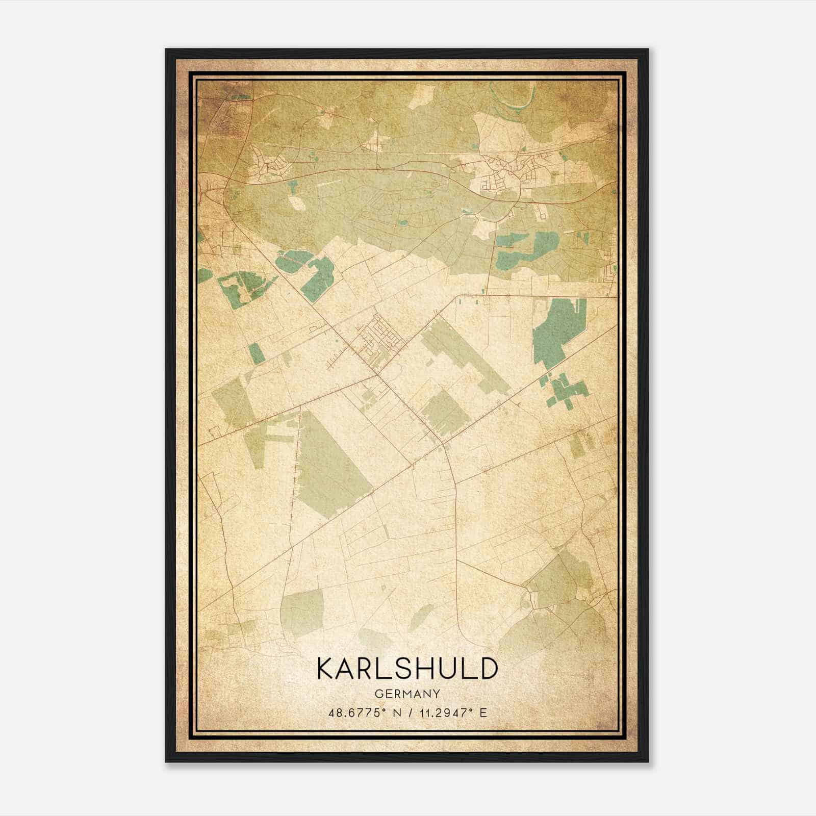 Vintage Karlshuld Germany Map Poster, Karlshuld City Road Wall Art Print