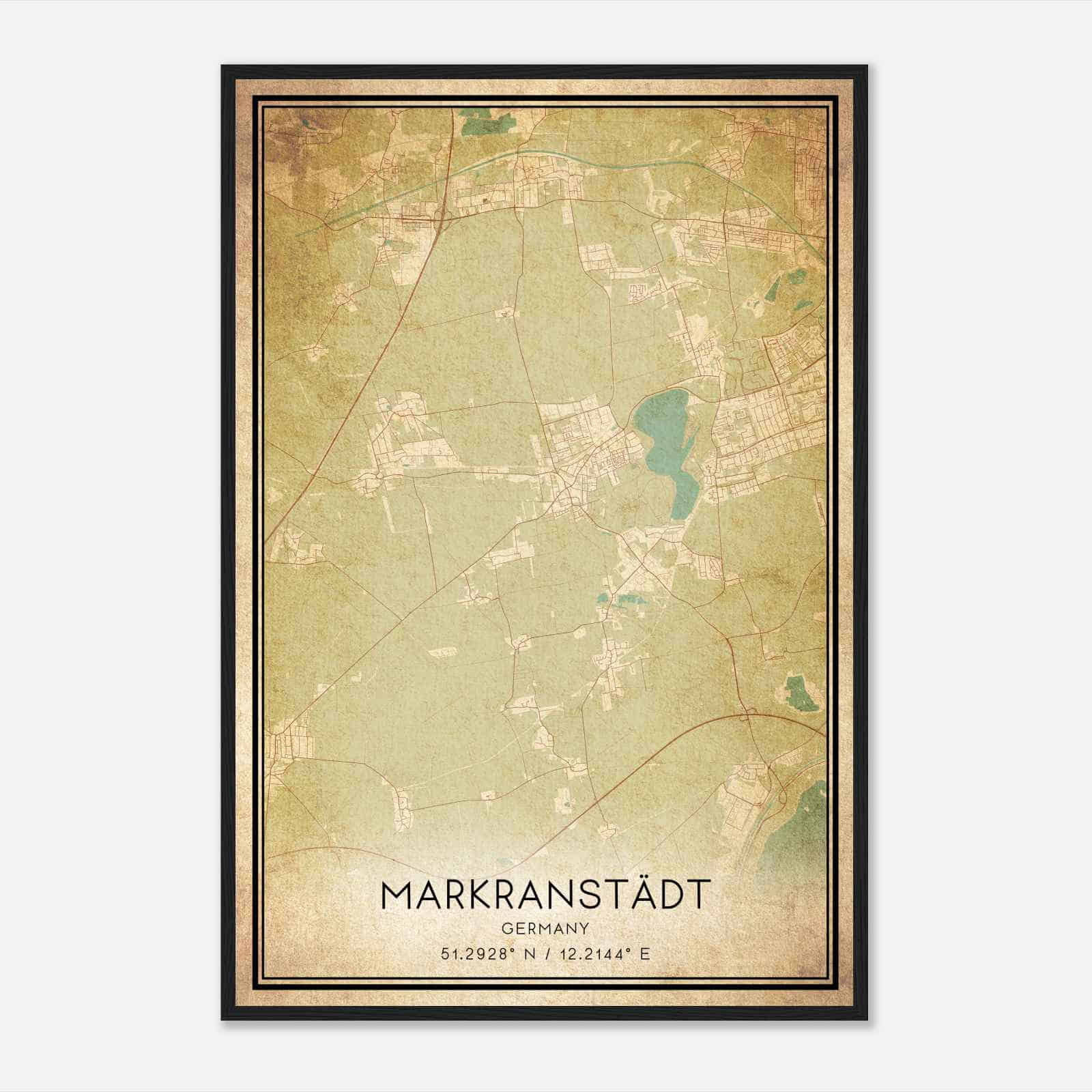 Vintage Markranstadt Germany Map Poster, Markranstadt City Road Wall Art Print