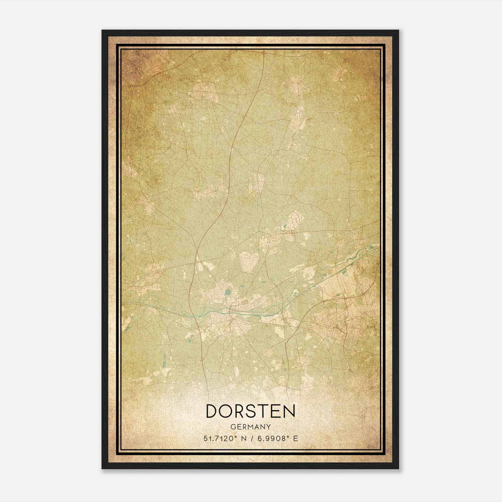Vintage Dorsten Germany Map Poster, Dorsten City Road Wall Art Print