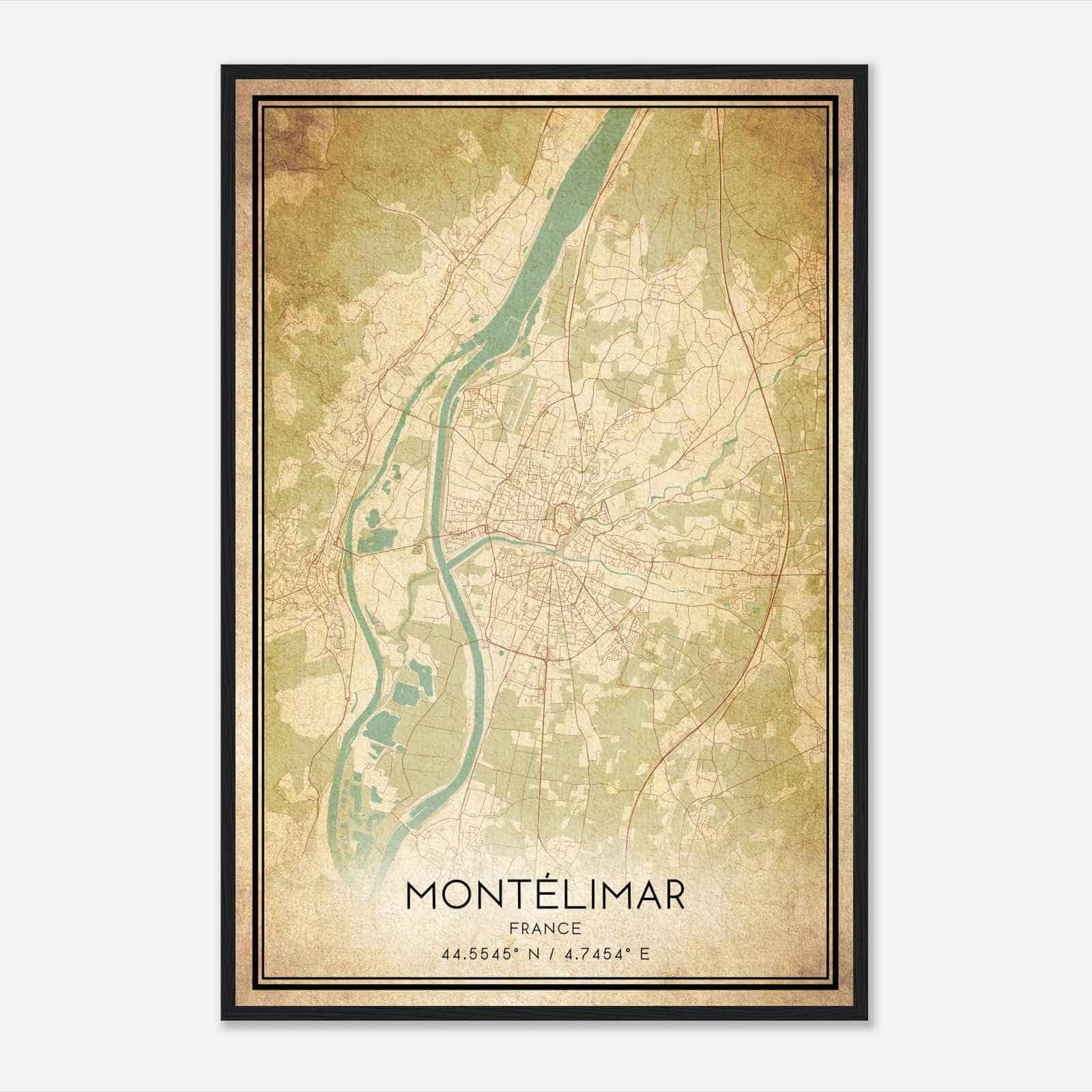 Vintage Montelimar France Map Poster, Montelimar City Road Wall Art Print