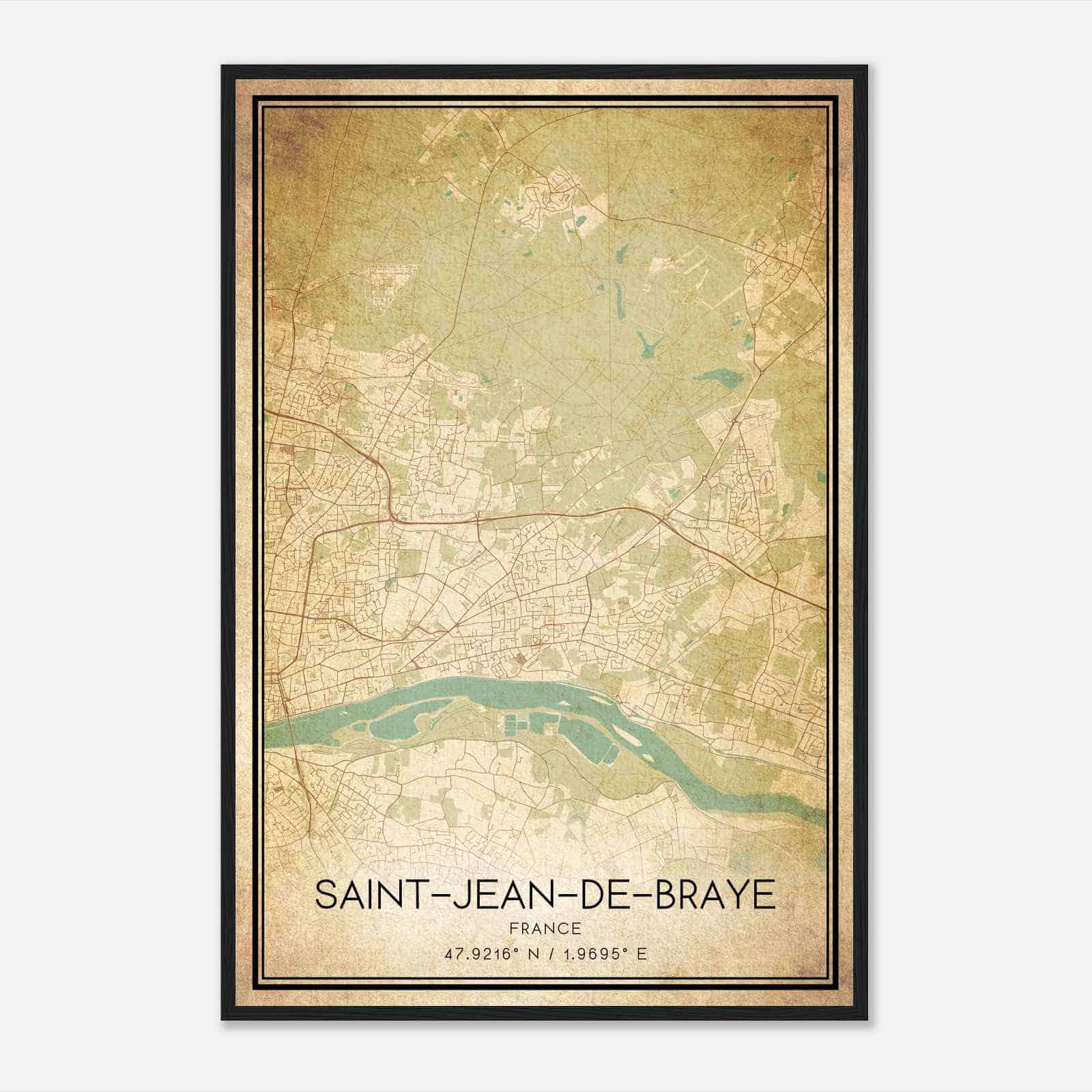 Vintage Saint-Jean-de-Braye France Map Poster, Saint-Jean-de-Braye City Road Wall Art Print