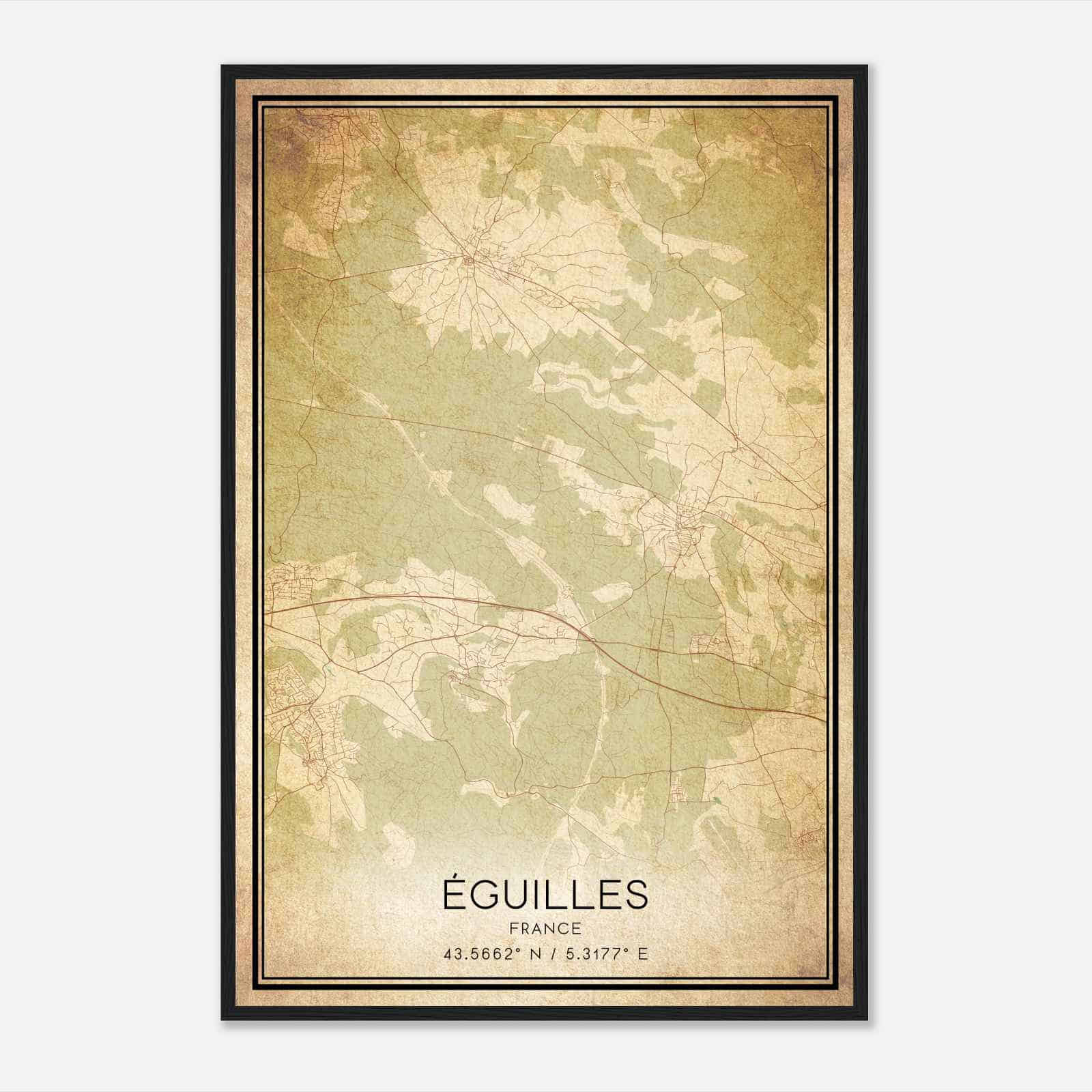 Vintage Eguilles France Map Poster, Eguilles City Road Wall Art Print