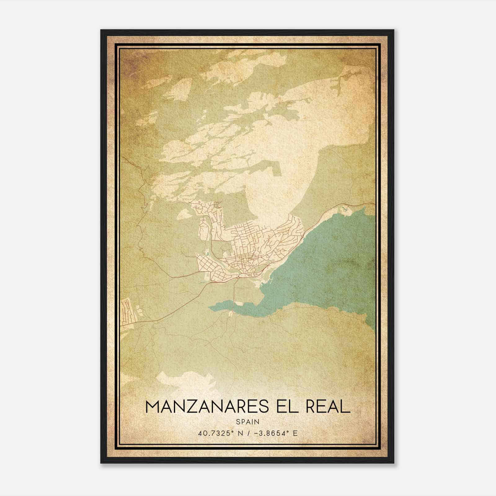 Vintage Manzanares el Real Spain Map Poster, Manzanares el Real City Road Wall Art Print Vintage Manzanares el Real Spain Map Poster, Manzanares el Real City Road Wall Art Print