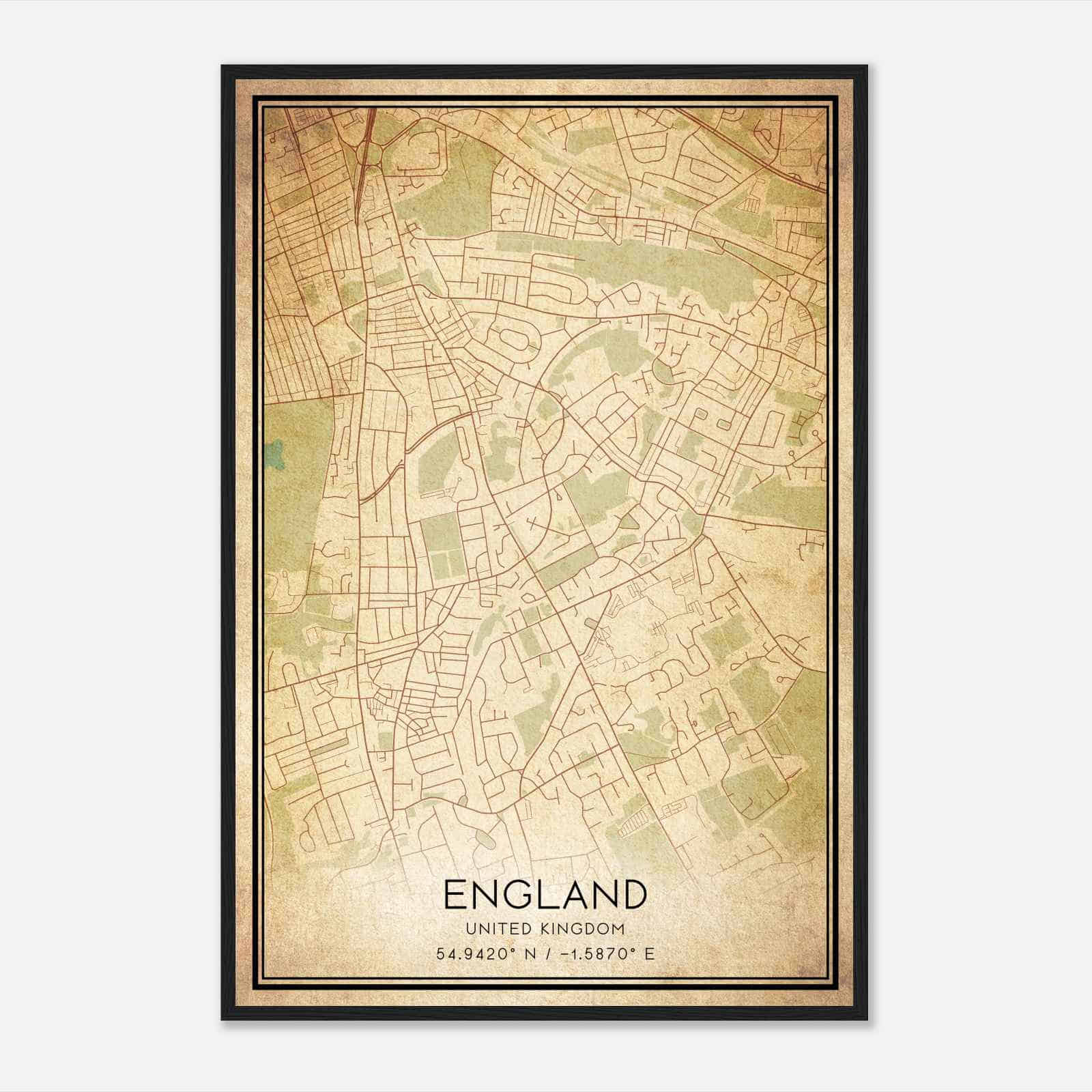 Vintage Sheriff Hill United Kingdom Map Poster, Sheriff Hill City Road Wall Art Print