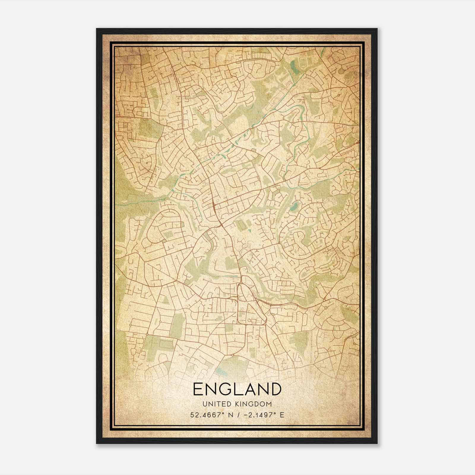Vintage Amblecote United Kingdom Map Poster, Amblecote City Road Wall Art Print