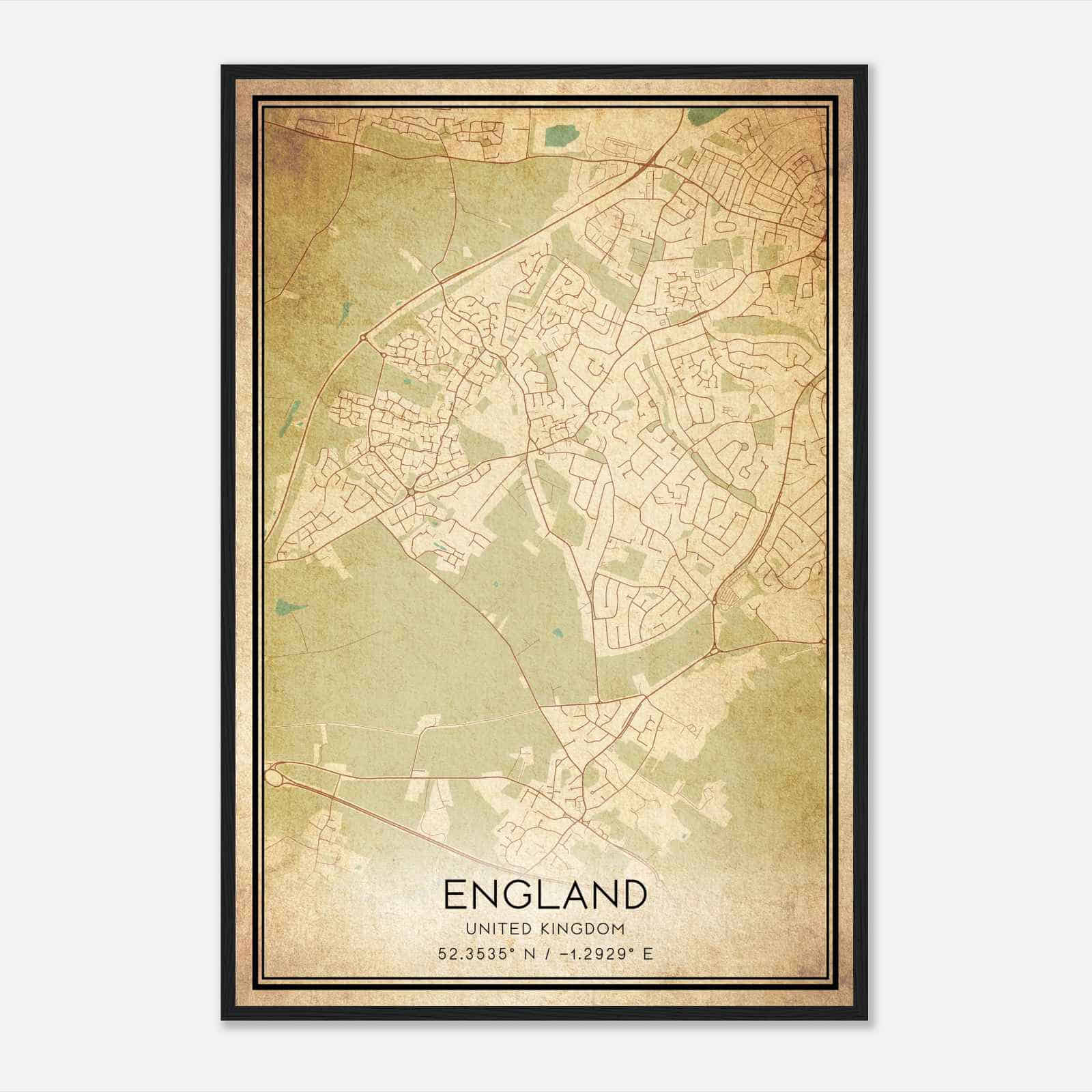 Vintage Bilton United Kingdom Map Poster, Bilton City Road Wall Art Print