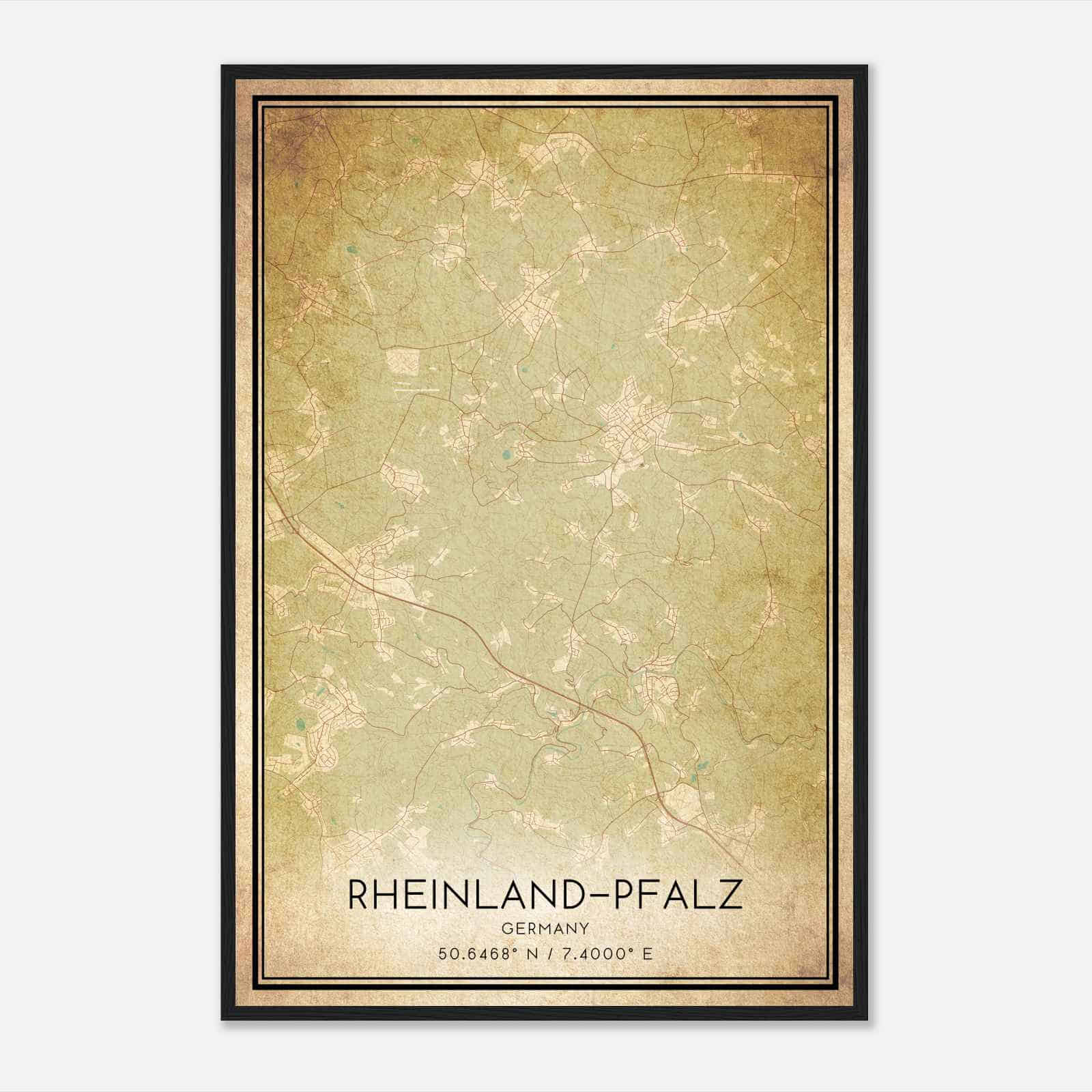 Vintage Asbach Germany Map Poster, Asbach City Road Wall Art Print