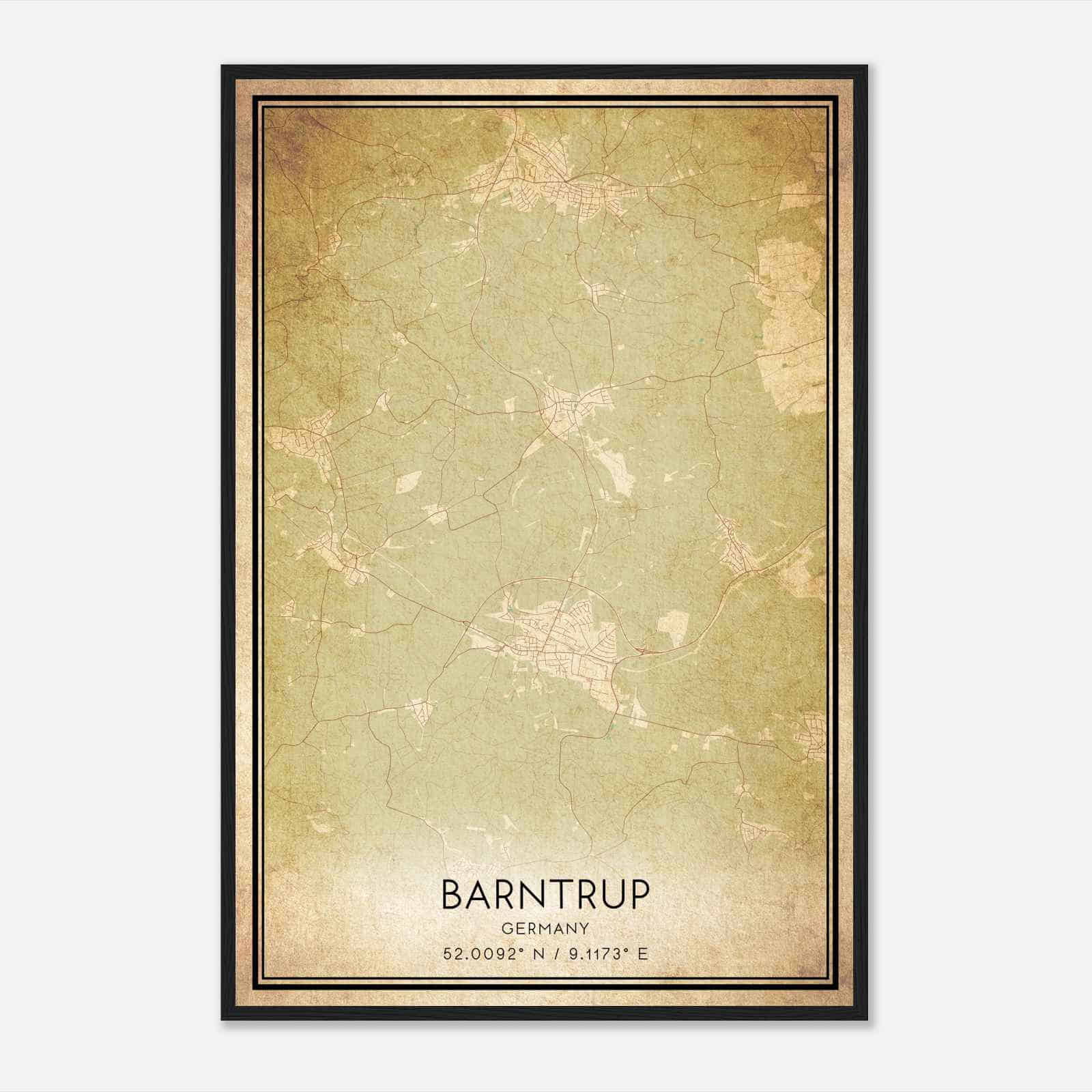 Vintage Barntrup Germany Map Poster, Barntrup City Road Wall Art Print