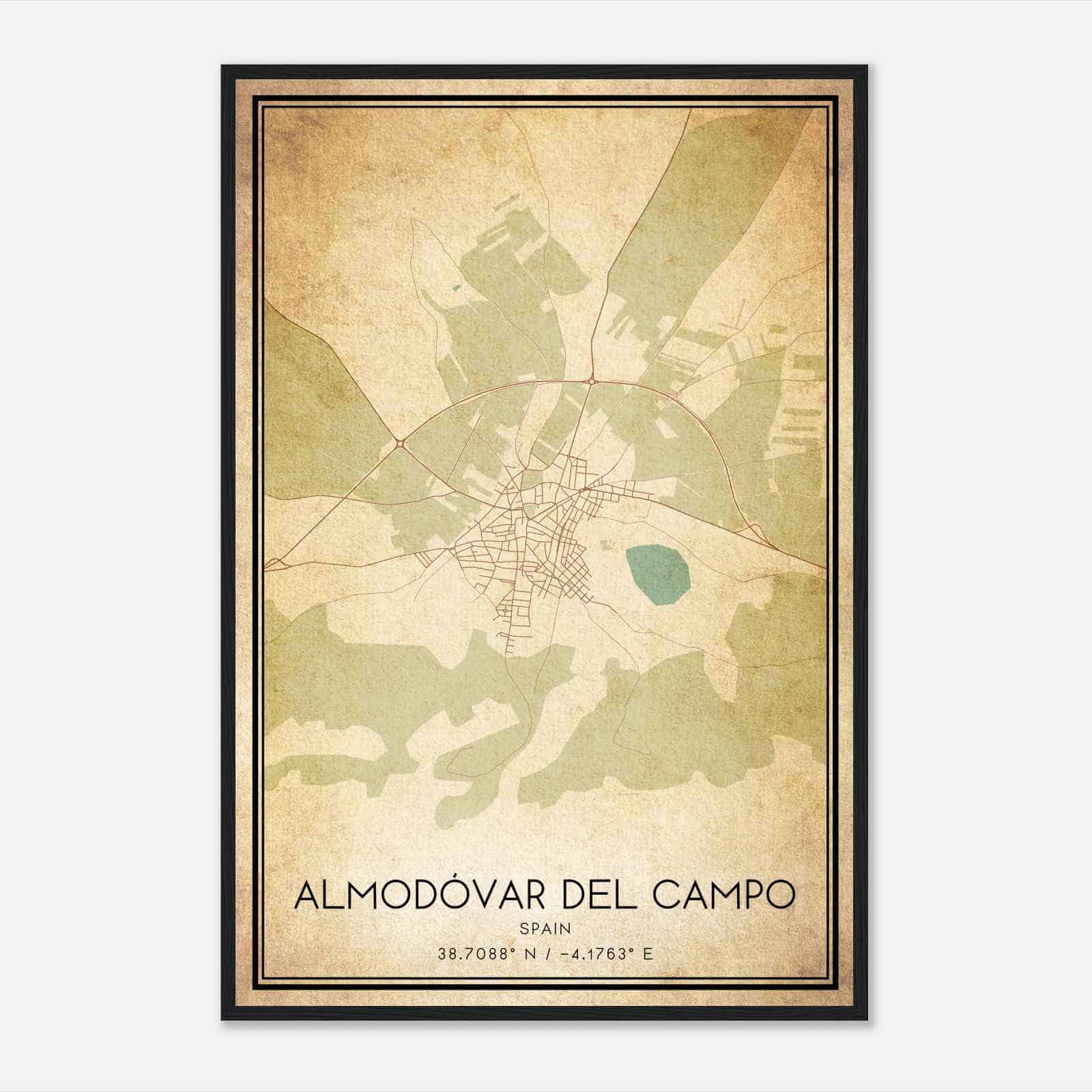 Vintage Almodovar del Campo Spain Map Poster, Almodovar del Campo City Road Wall Art Print Vintage Almodovar del Campo Spain Map Poster, Almodovar del Campo City Road Wall Art Print