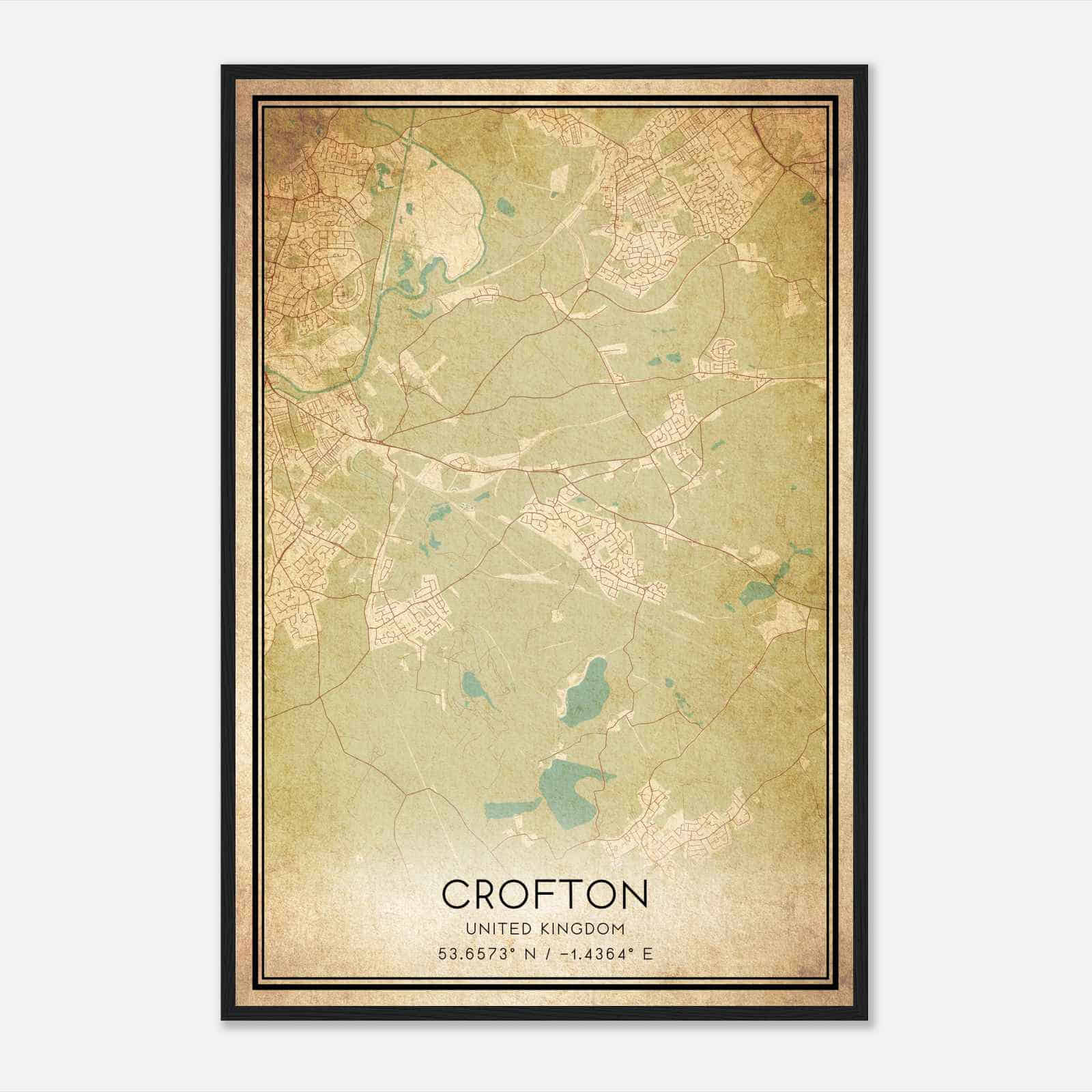 Vintage Crofton United Kingdom Map Poster, Crofton City Road Wall Art Print Vintage Crofton United Kingdom Map Poster, Crofton City Road Wall Art Print