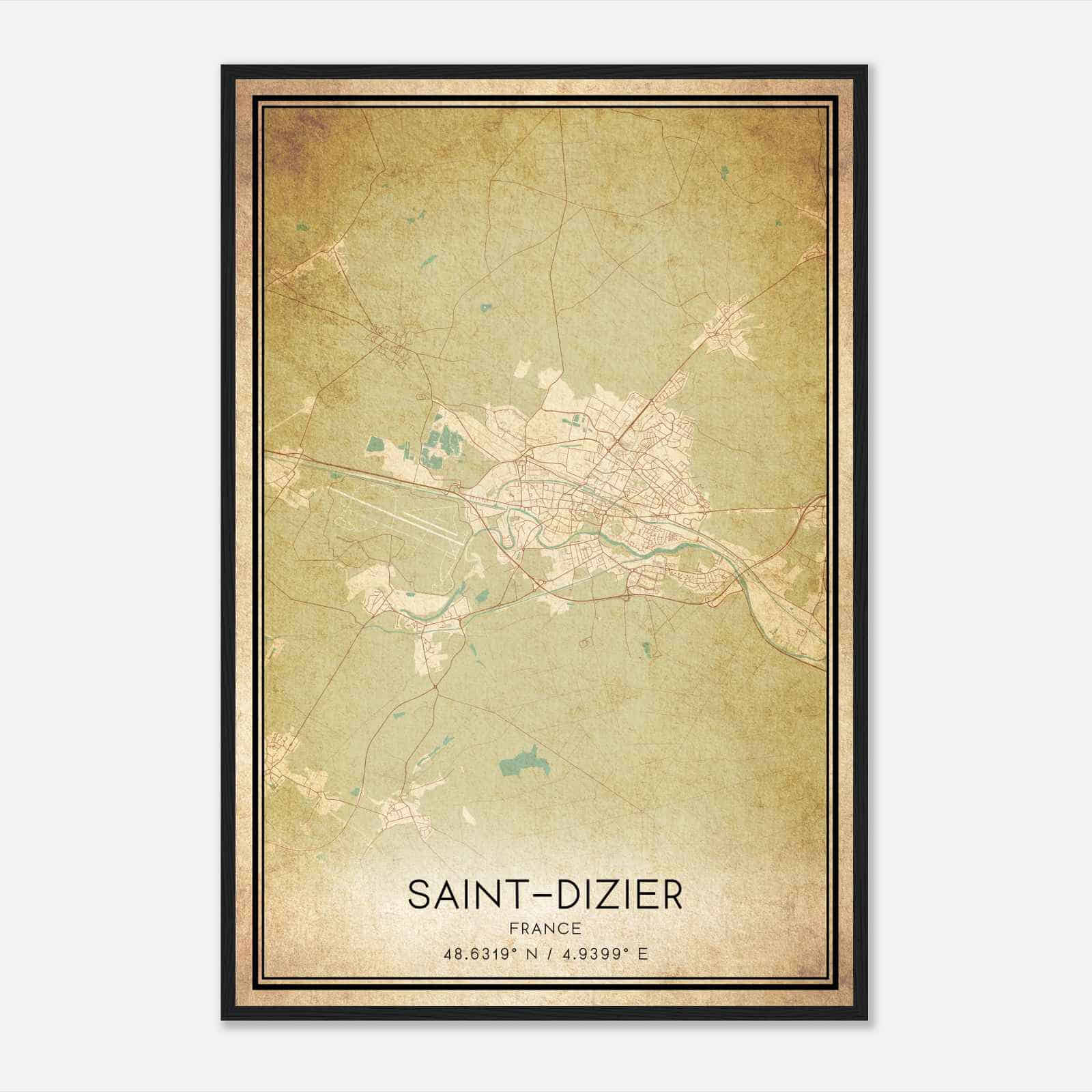 Vintage Saint-Dizier France Map Poster, Saint-Dizier City Road Wall Art Print