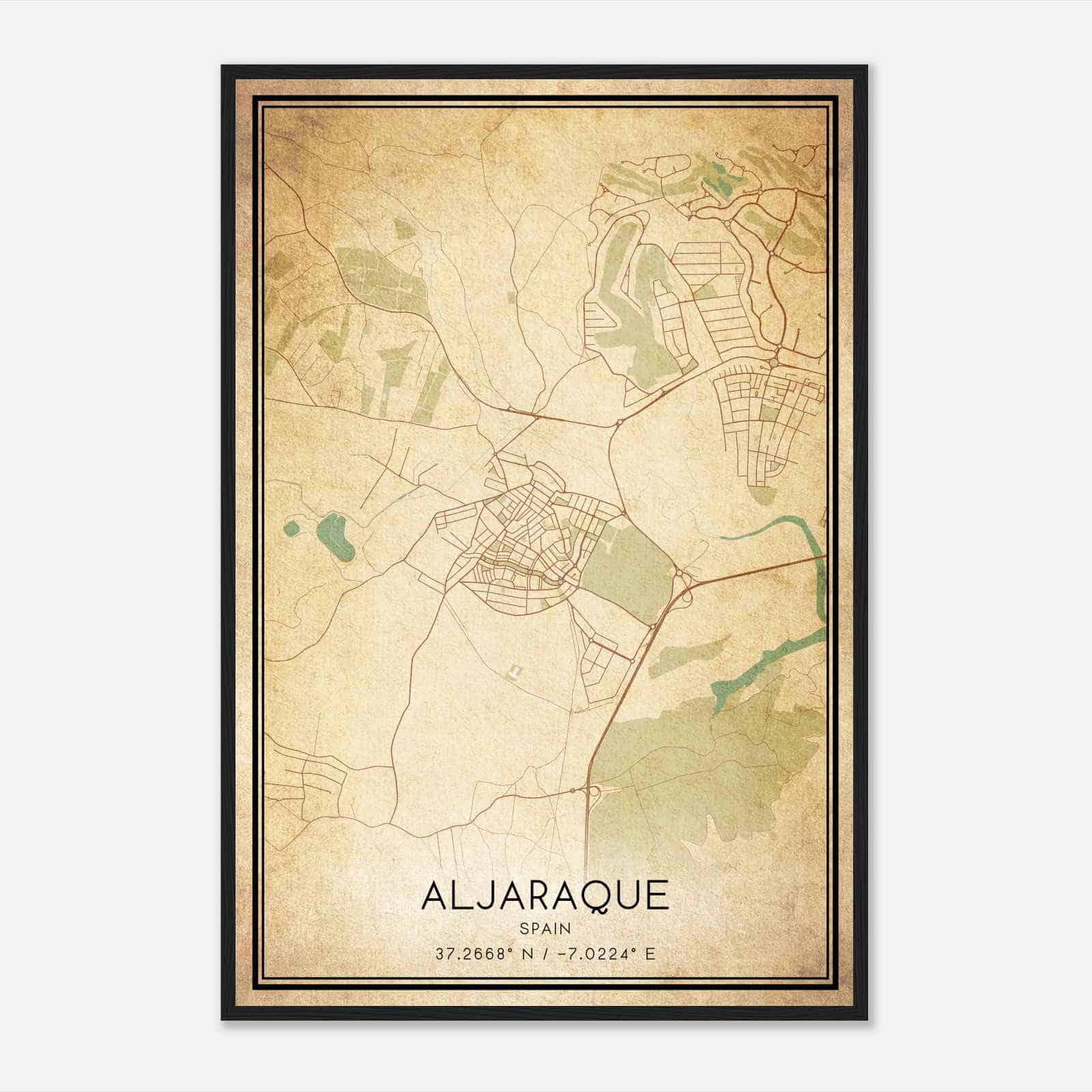 Vintage Aljaraque Spain Map Poster, Aljaraque City Road Wall Art Print