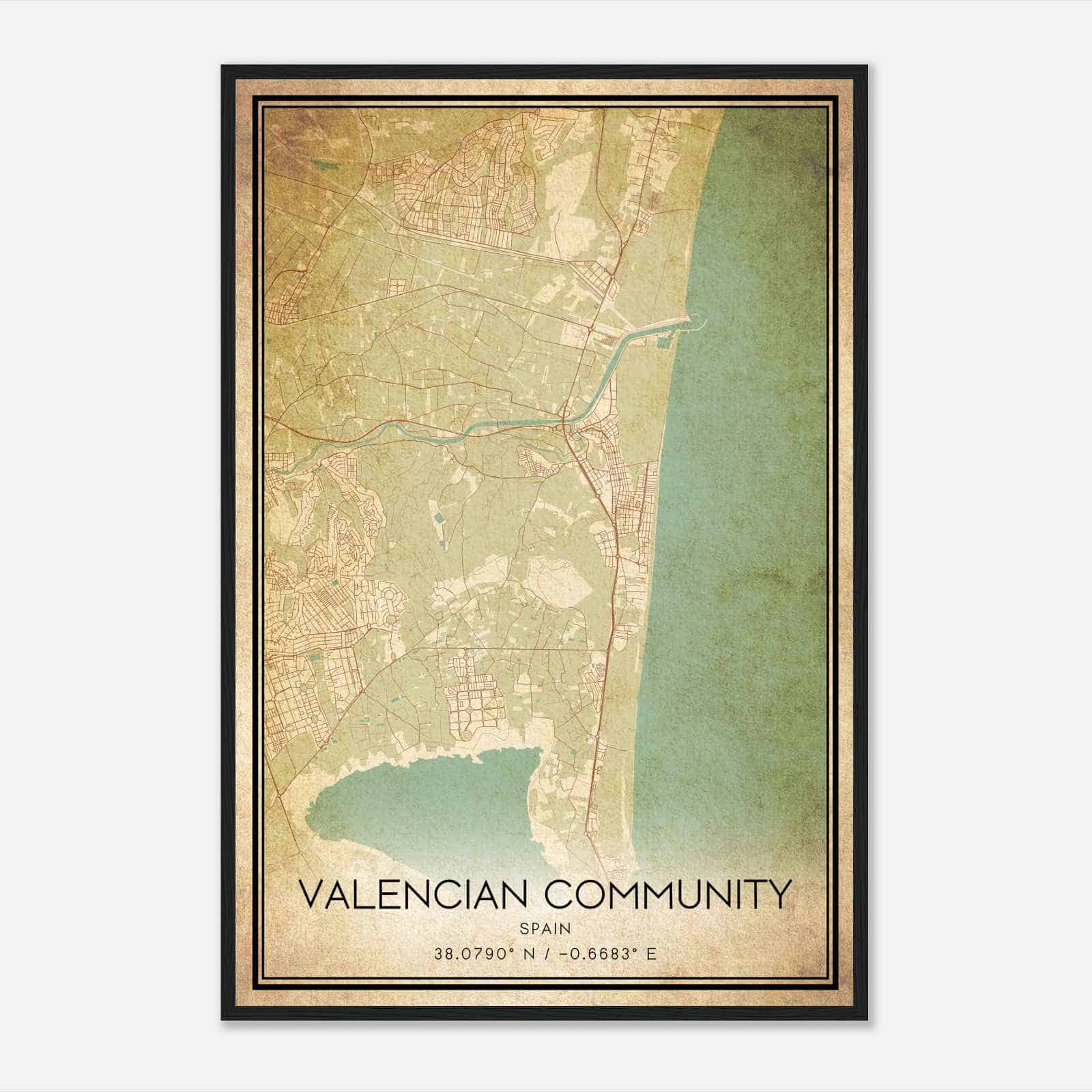 Vintage Guardamar del Segura Spain Map Poster, Guardamar del Segura City Road Wall Art Print