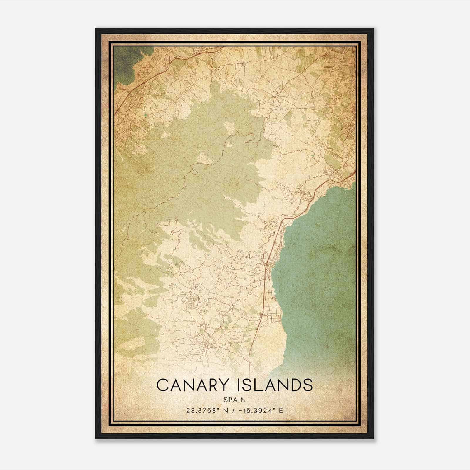Vintage Candelaria Spain Map Poster, Candelaria City Road Wall Art Print