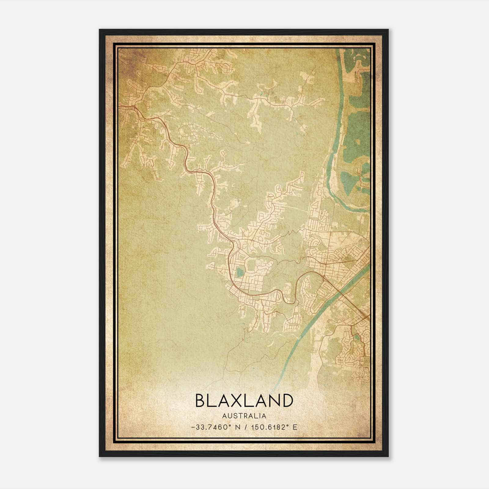 Vintage Blaxland Australia Map Poster, Blaxland City Road Wall Art Print Vintage Blaxland Australia Map Poster, Blaxland City Road Wall Art Print