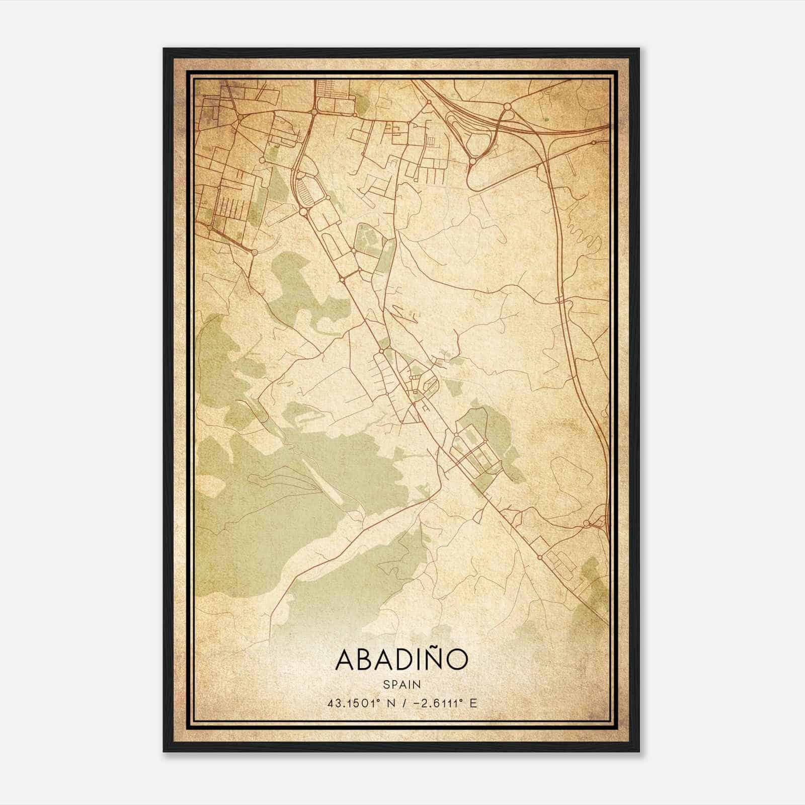 Vintage Abadiano Celayeta Spain Map Poster, Abadiano Celayeta City Road Wall Art Print