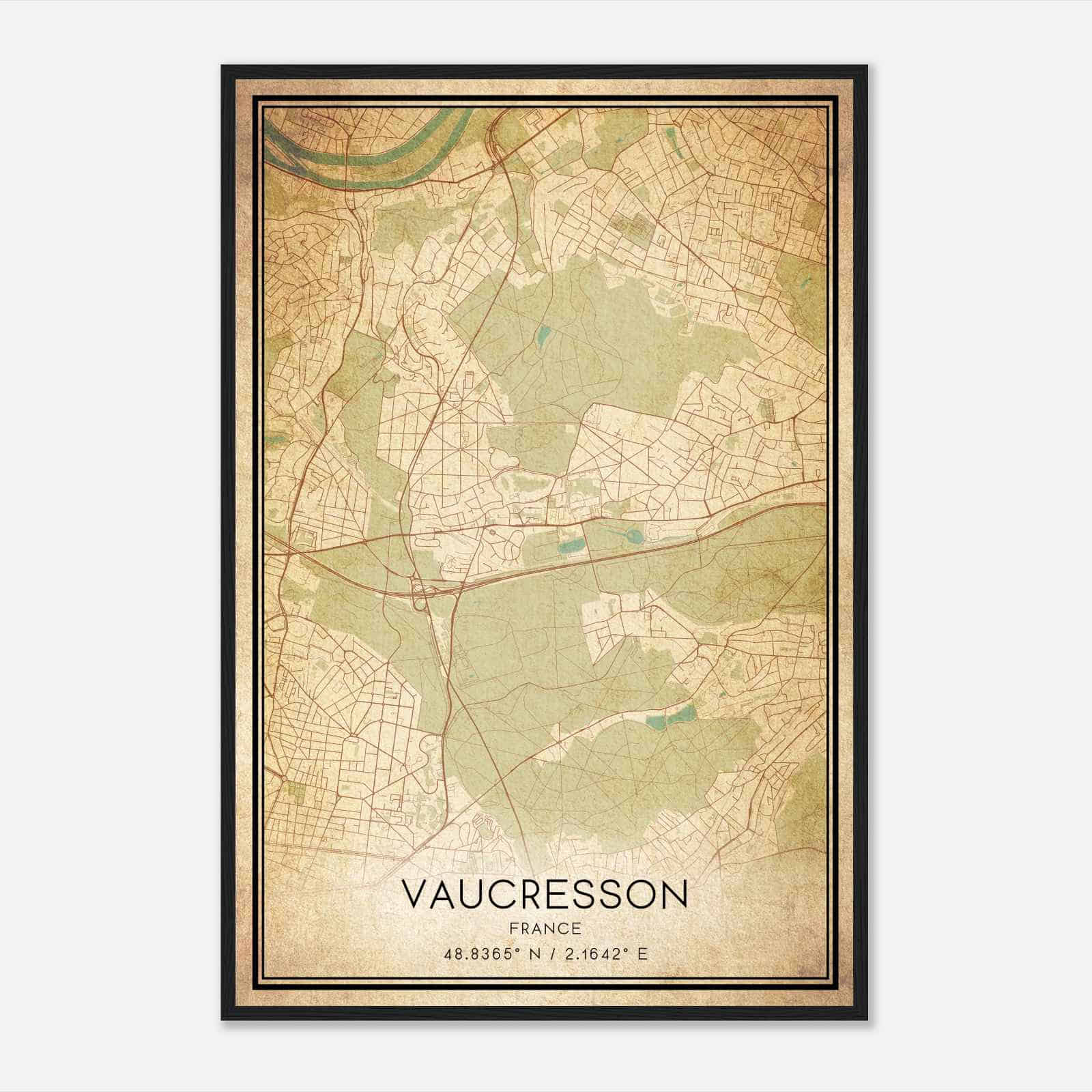 Vintage Vaucresson France Map Poster, Vaucresson City Road Wall Art Print