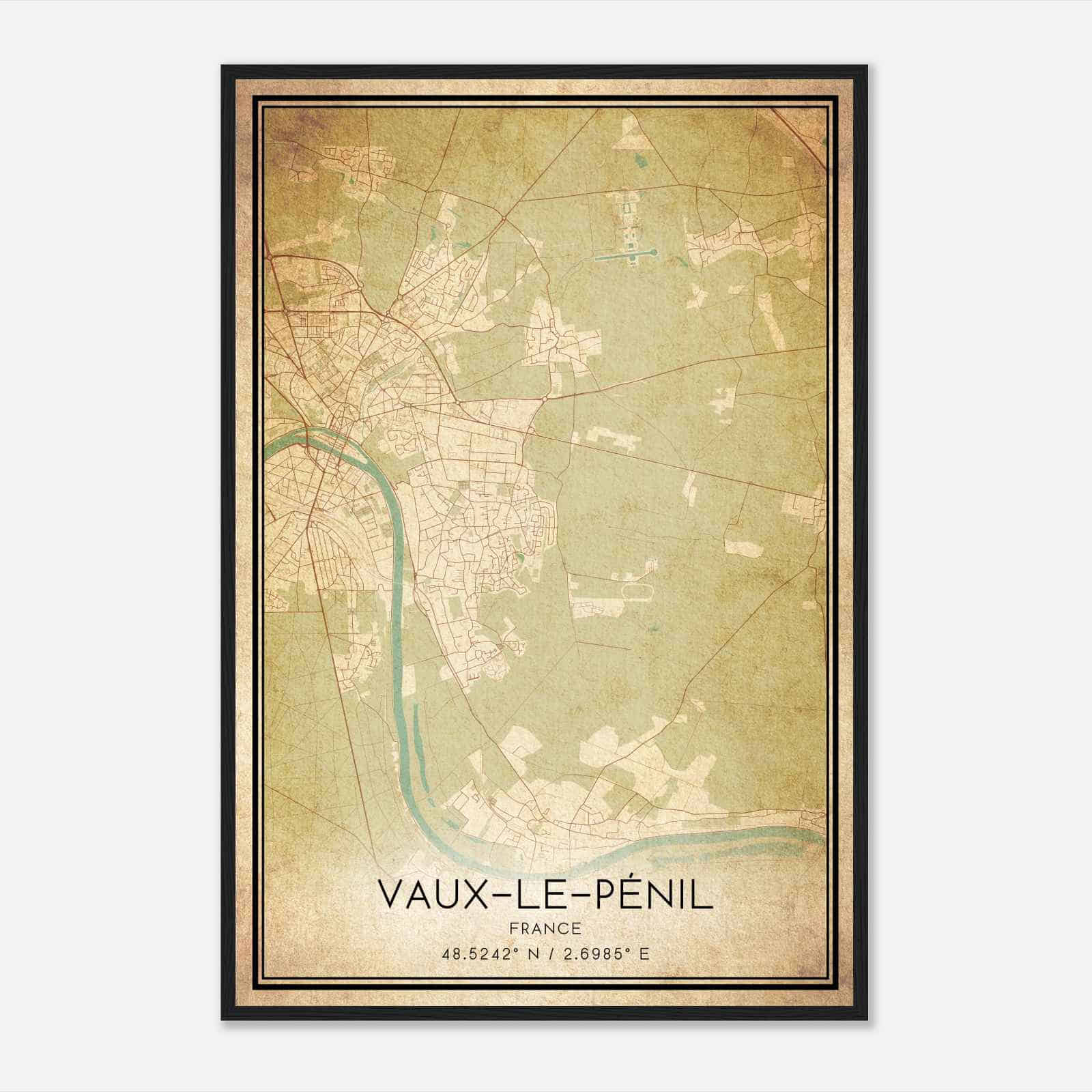 Vintage Vaux-le-Penil France Map Poster, Vaux-le-Penil City Road Wall Art Print