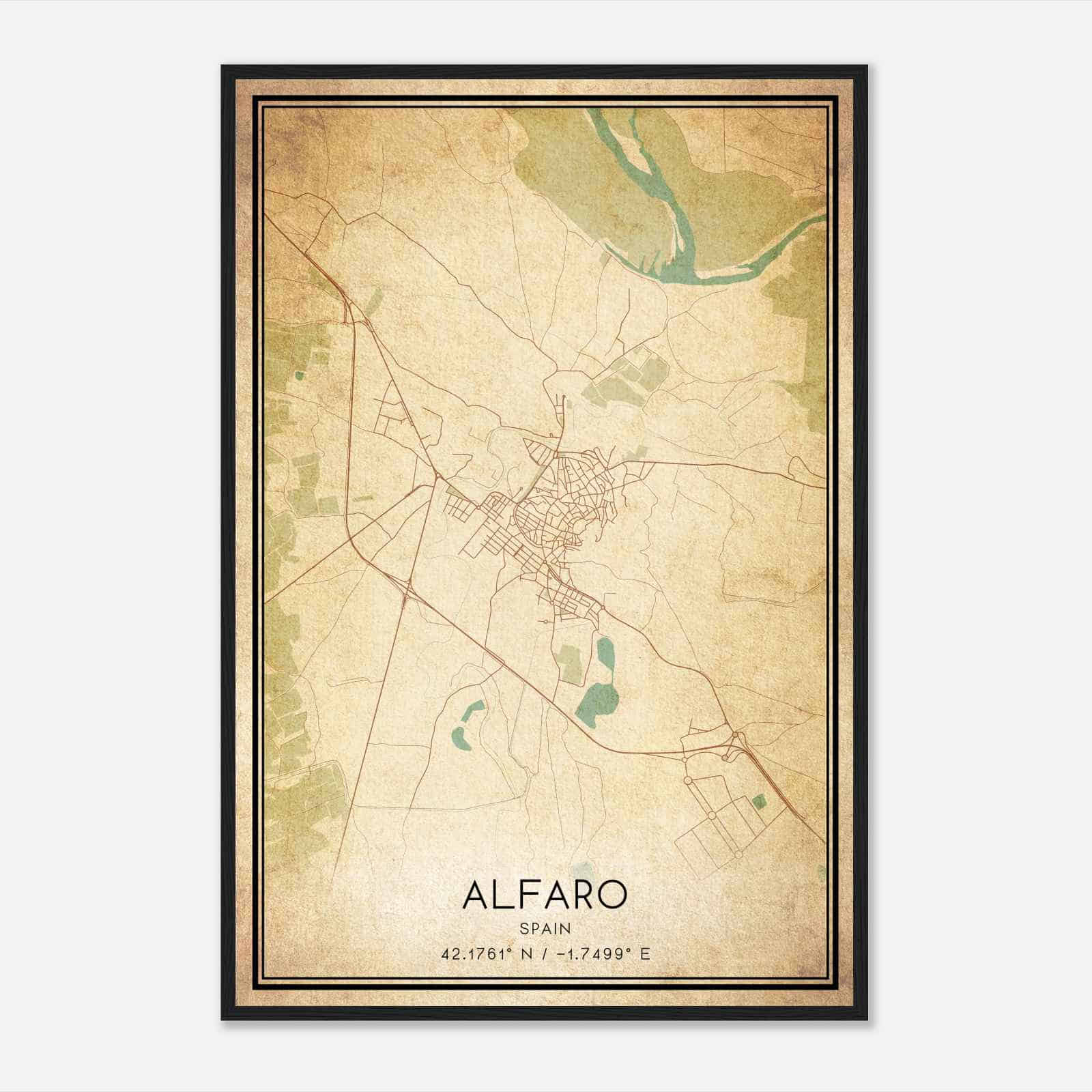 Vintage Alfaro Spain Map Poster, Alfaro City Road Wall Art Print