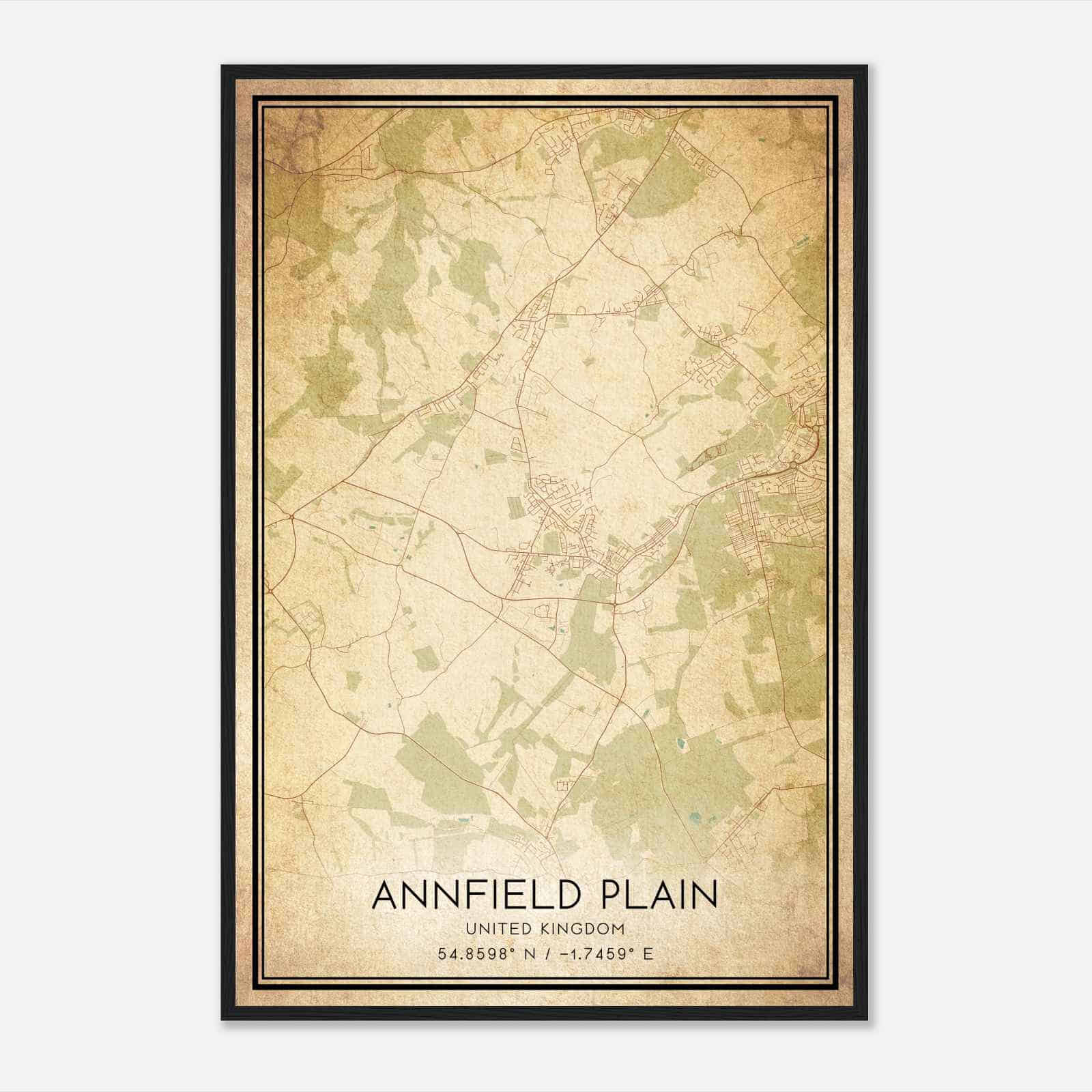 Vintage Annfield Plain United Kingdom Map Poster, Annfield Plain City Road Wall Art Print Vintage Annfield Plain United Kingdom Map Poster, Annfield Plain City Road Wall Art Print
